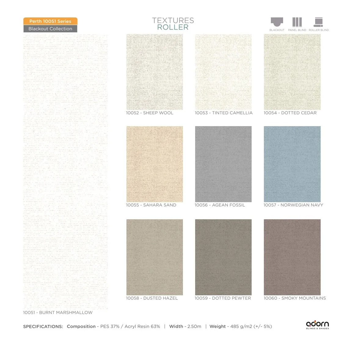 AD Cortina Textured Roller Blind – 10051-Burnt Marshmallow