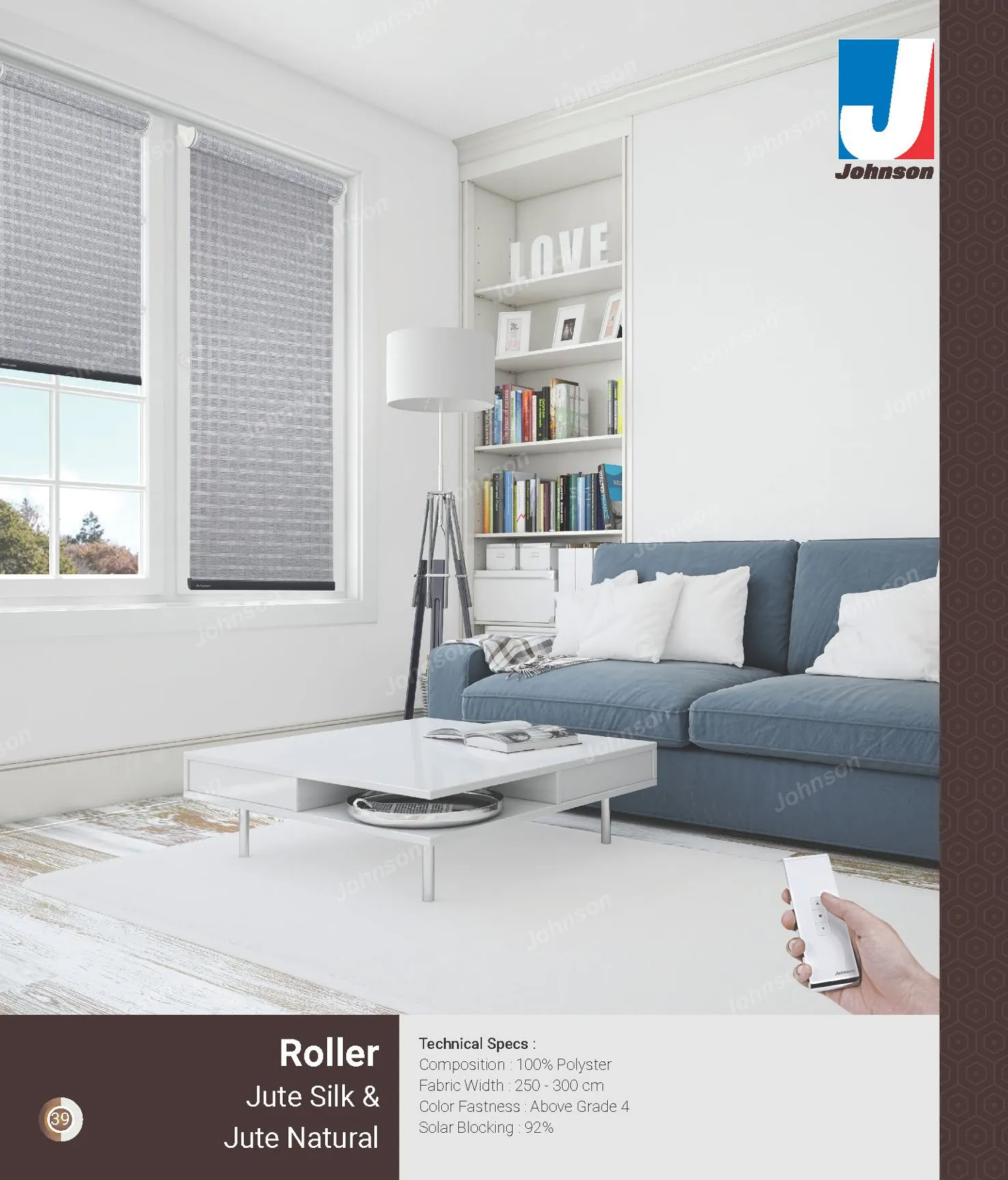 Johnson Roman Blackout Roller Blinds – jute Silk & Jute Nature