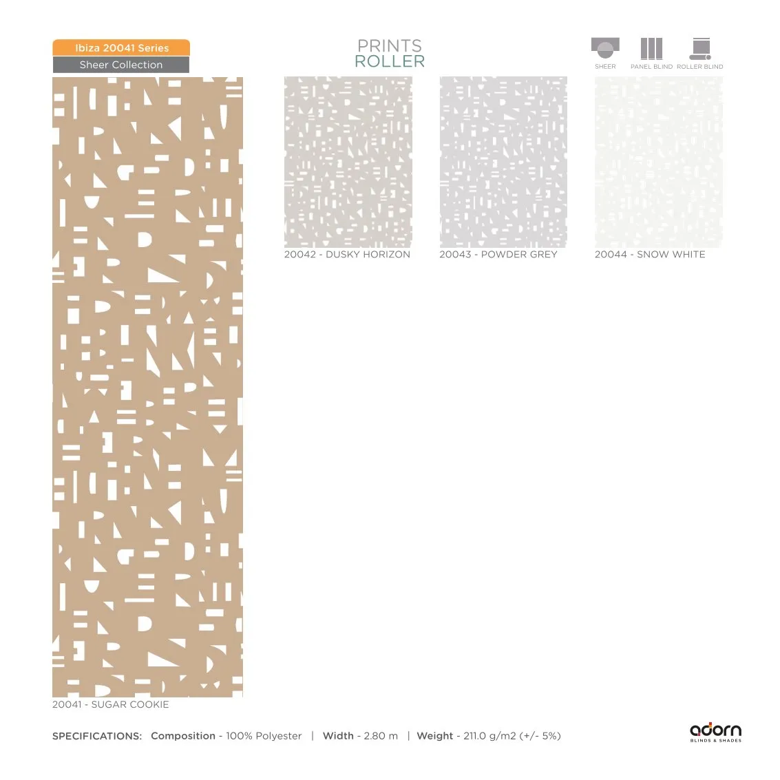 AD Cortina Collection VOL-3 Printed Roller Blinds - 20041-sugar Cookie