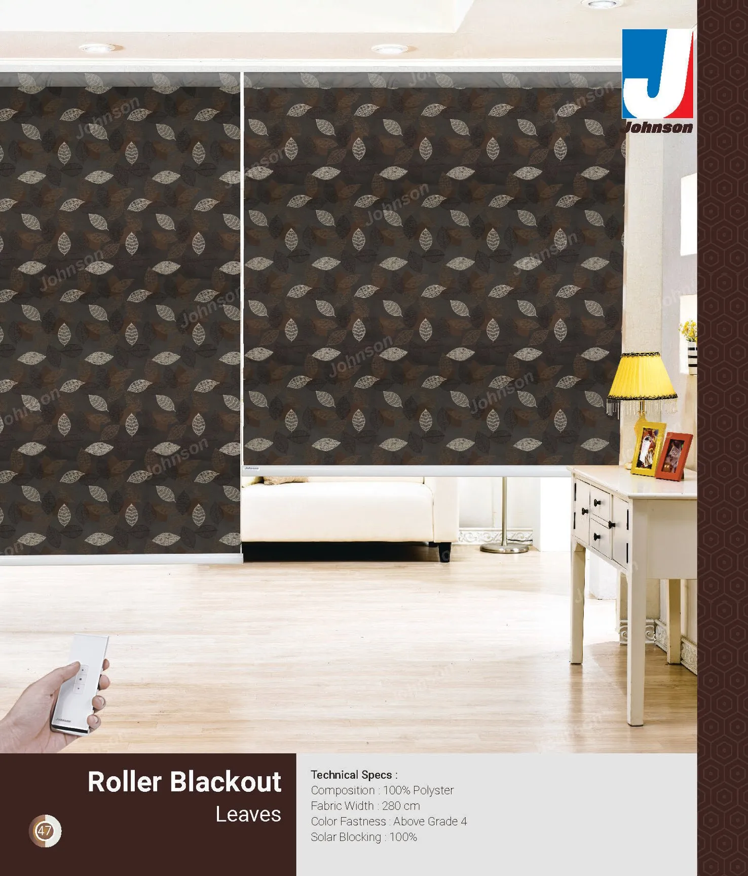 Johnson Roman Blackout Roller Blinds – Leaves
