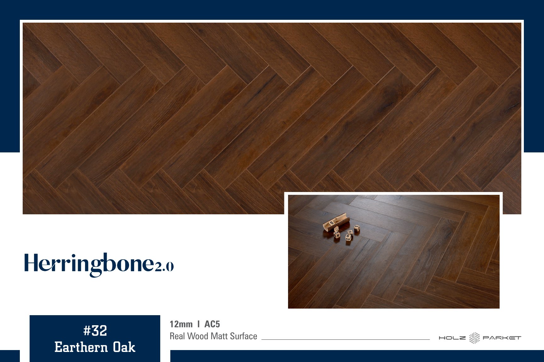 Kaara Herringbone Laminate Flooring – 12mm #32- Earthern  oak