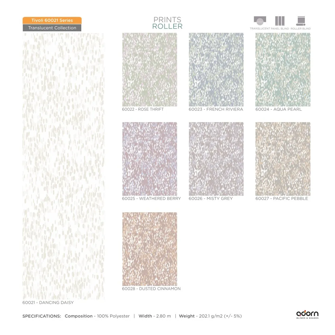 AD Cortina Collection VOL-3 Printed Roller Blinds - 60021- Dancing Daisy