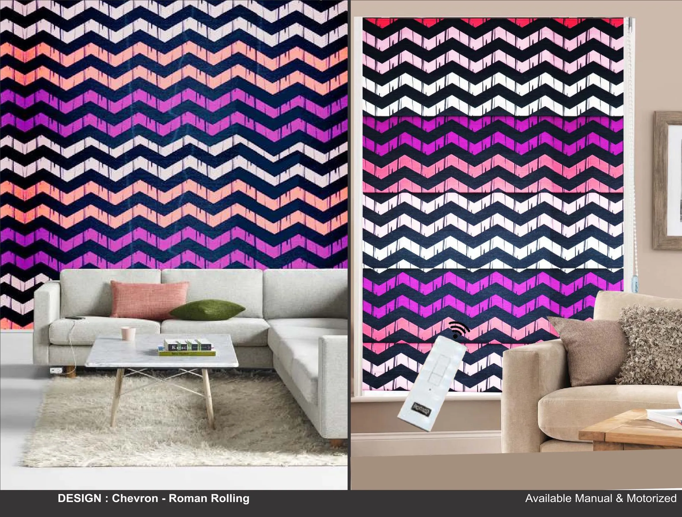 Kazage Chevron  Printed Blinds & Wallpapers Design