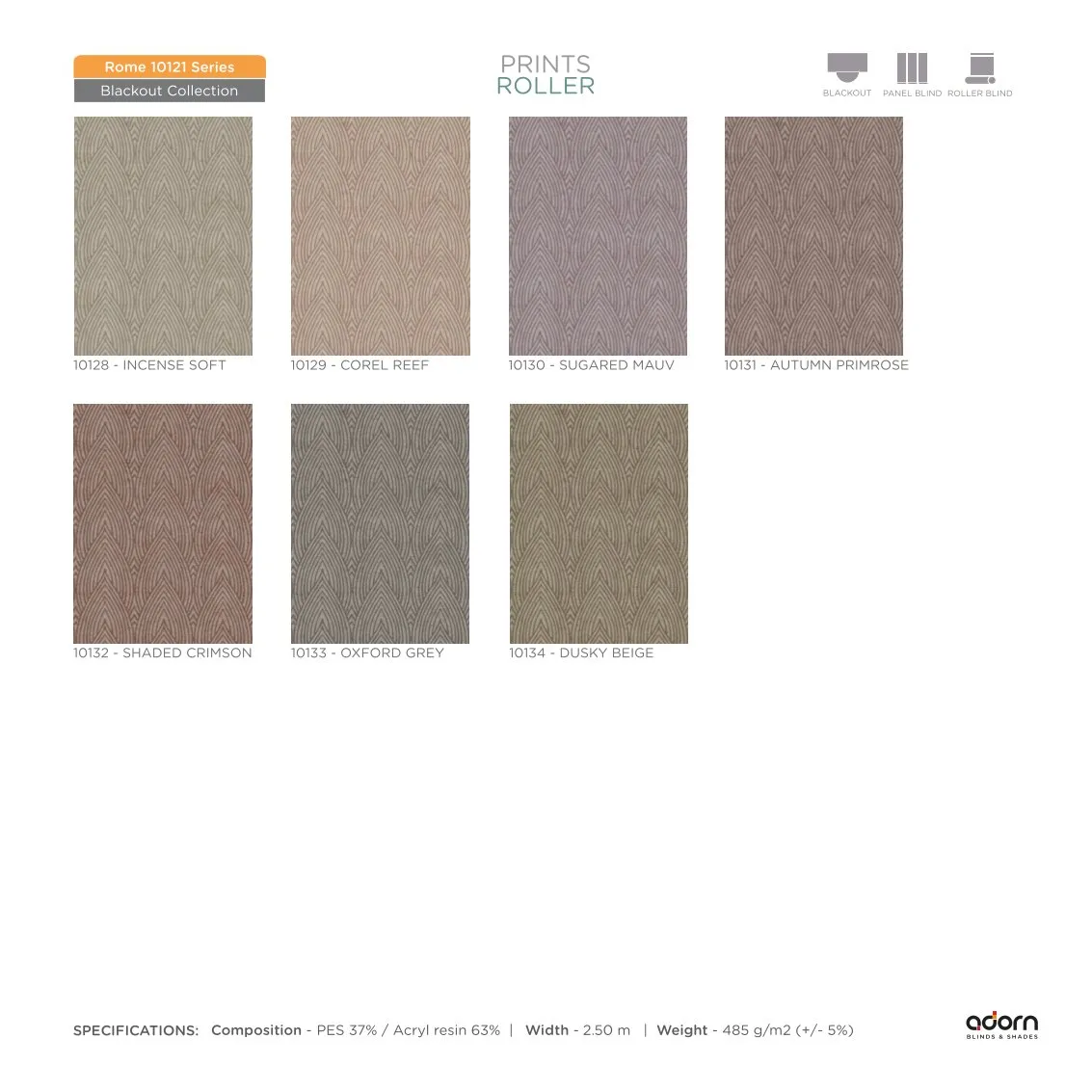 AD Cortina Collection VOL-3 Printed Roller Blinds - rome 10121 Series