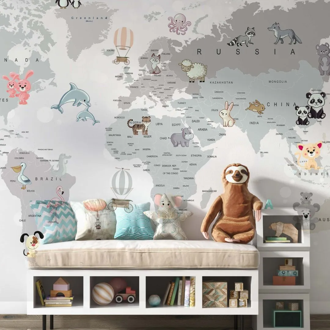 Cute Animal Map: Whimsical Kids Collection for Global Adventures