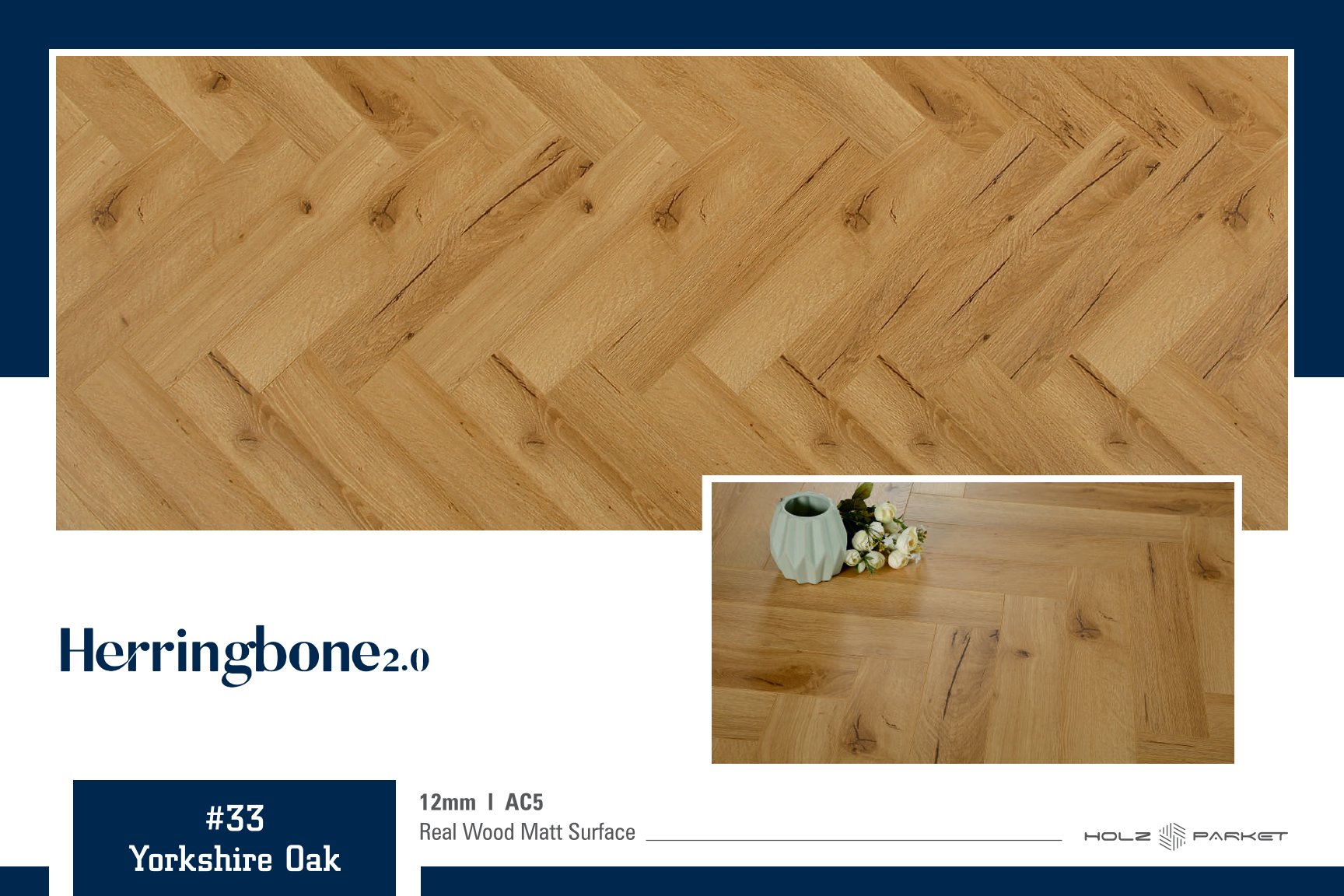 Kaara Herringbone Laminate Flooring – 12mm #33- Yorkshire  oak