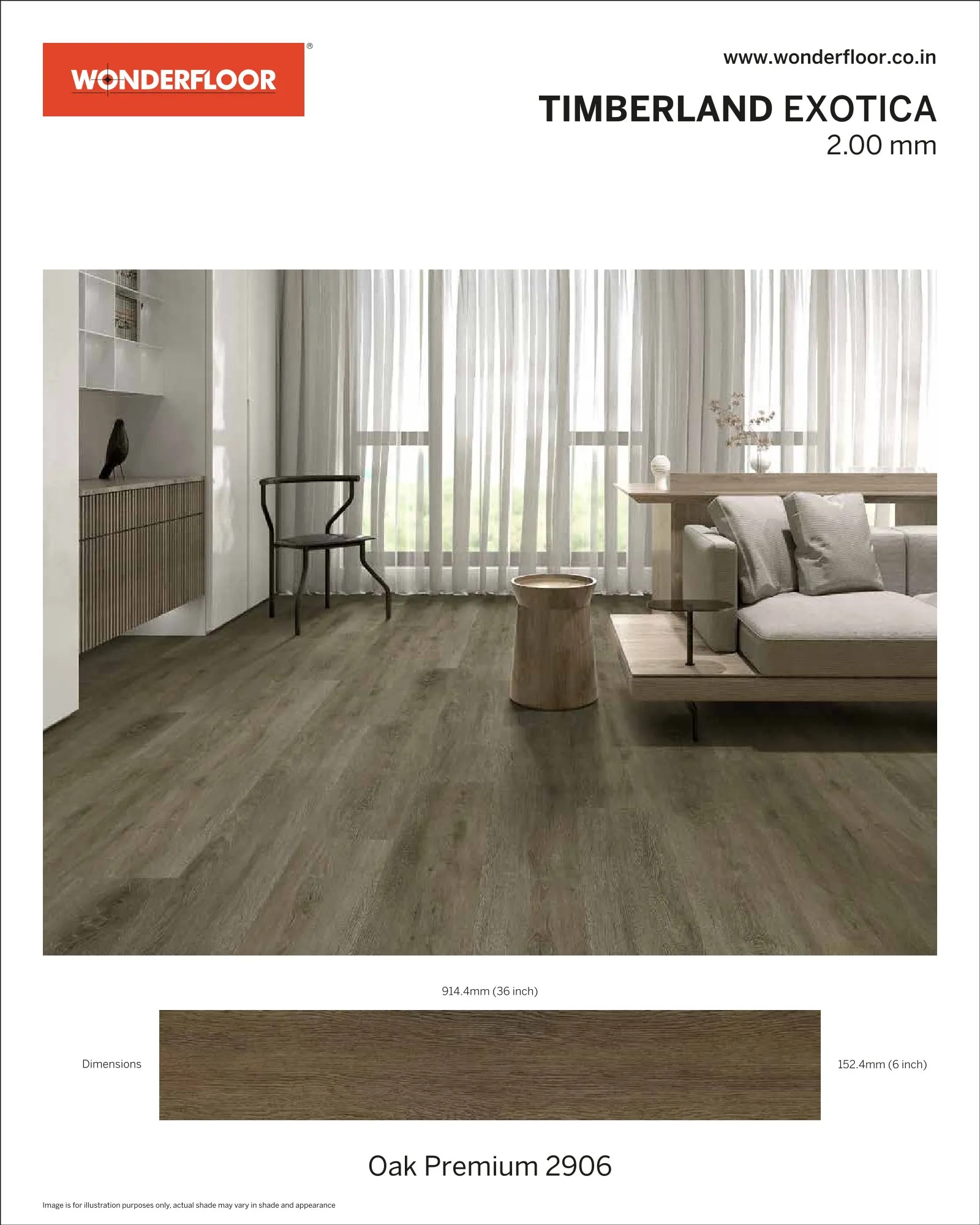 Oak Premium 2906 -Wonderfloor Room View Exotica 2.00mm Vinyl Flooring