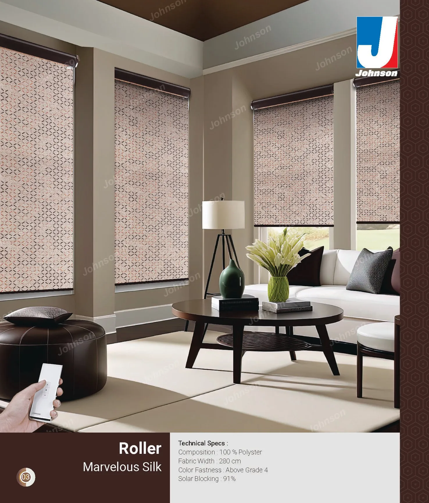 Johnson Roller Blind – Stylish & Light-Filtering MARVELOUS SILK