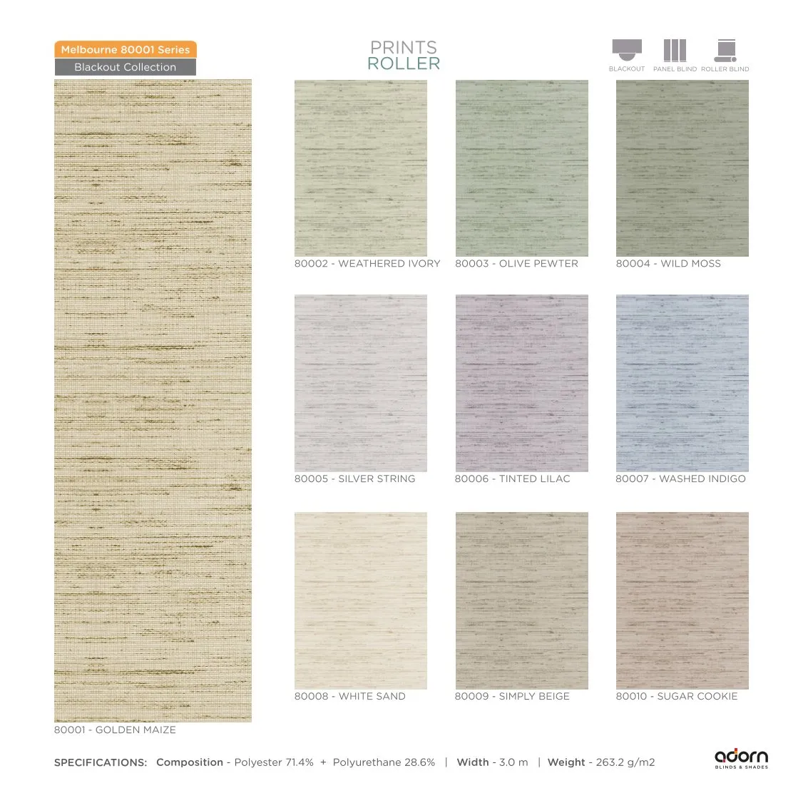 AD Cortina Collection VOL-3 Printed Roller Blinds - rome 80001 GOLDEN MAIZE