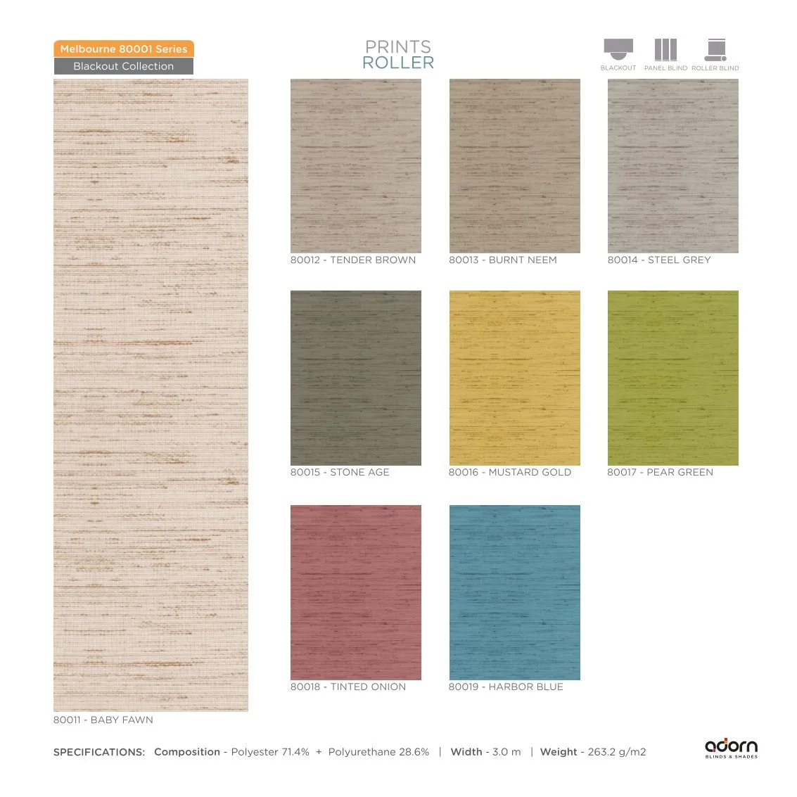 AD Cortina Collection VOL-3 Printed Roller Blinds - rome 80011 BABY FAWN