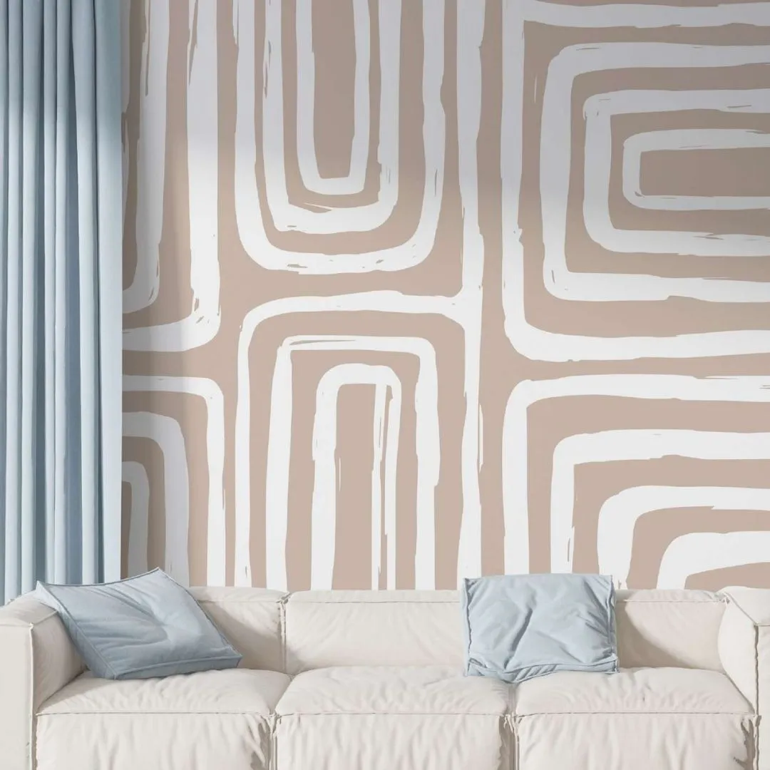 Abstract Maze Wallpaper - Modern Geometric Wall Decor