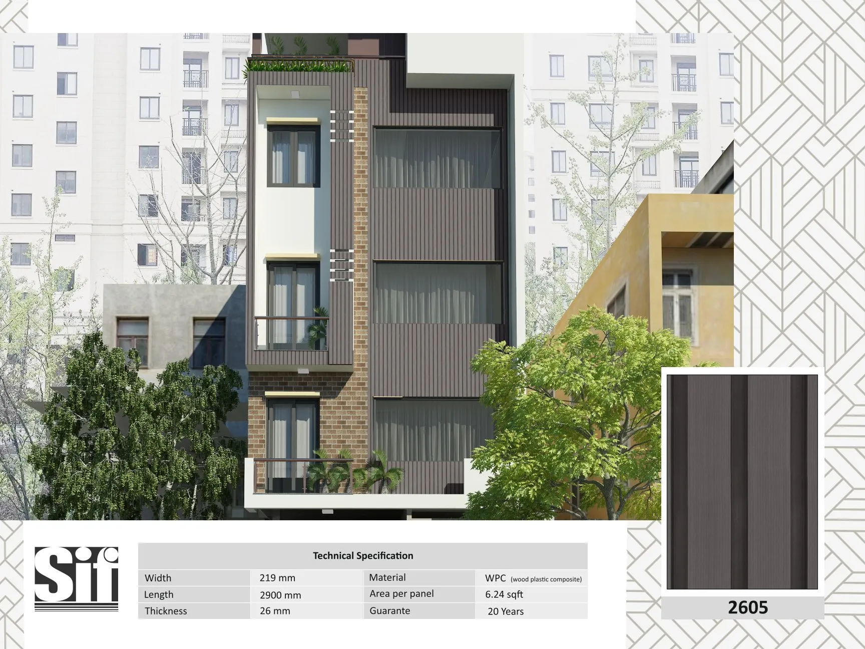 2605 WPC Wall Cladding  – 26mm Thickness