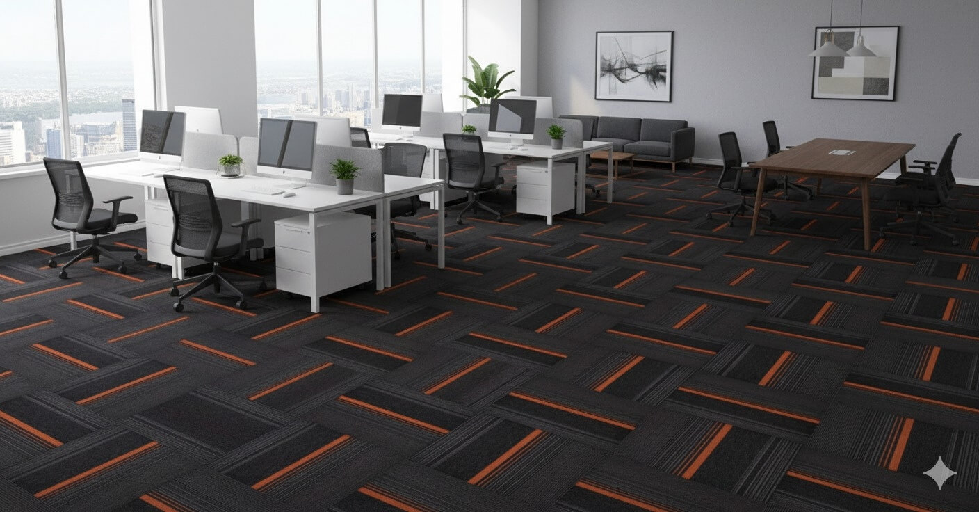 621 Charcoal Chrome Carpet Tiles | Modern Flooring