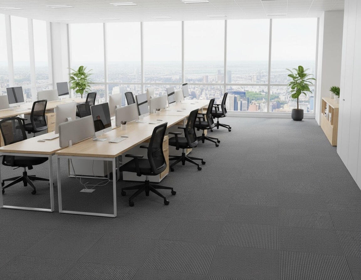 703 Light Grey Straight Line Carpet Tiles