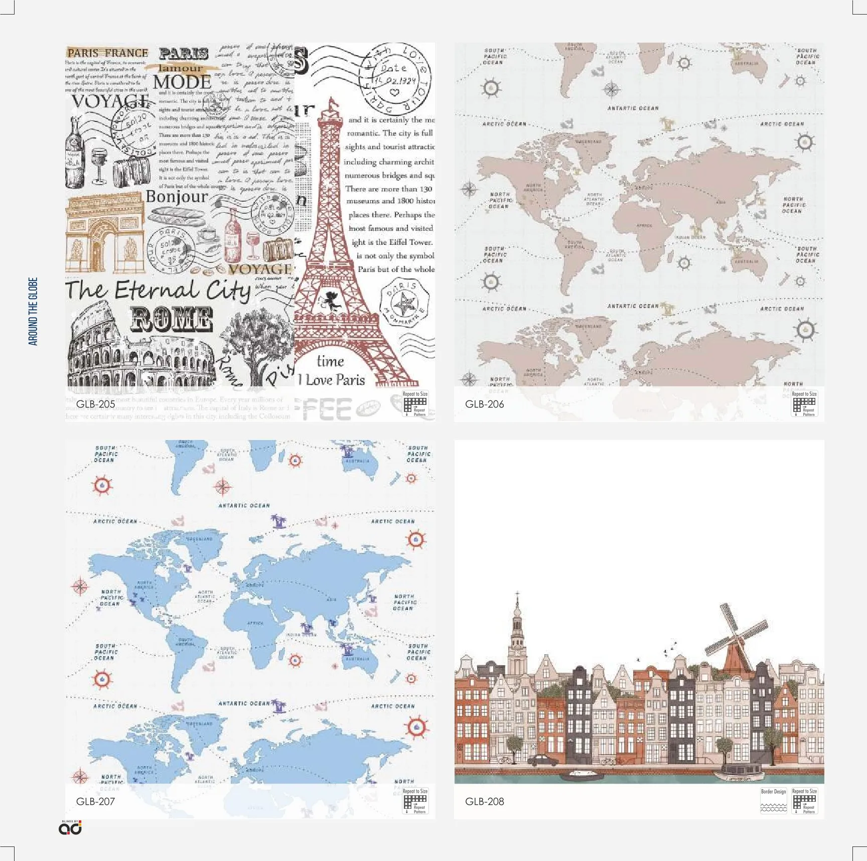 AD Printed Roller Blinds – Around the Globe Design GLB-205