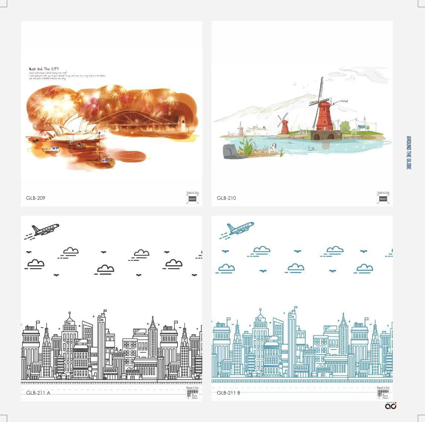 AD Printed Roller Blinds – Around the Globe Design GLB-209