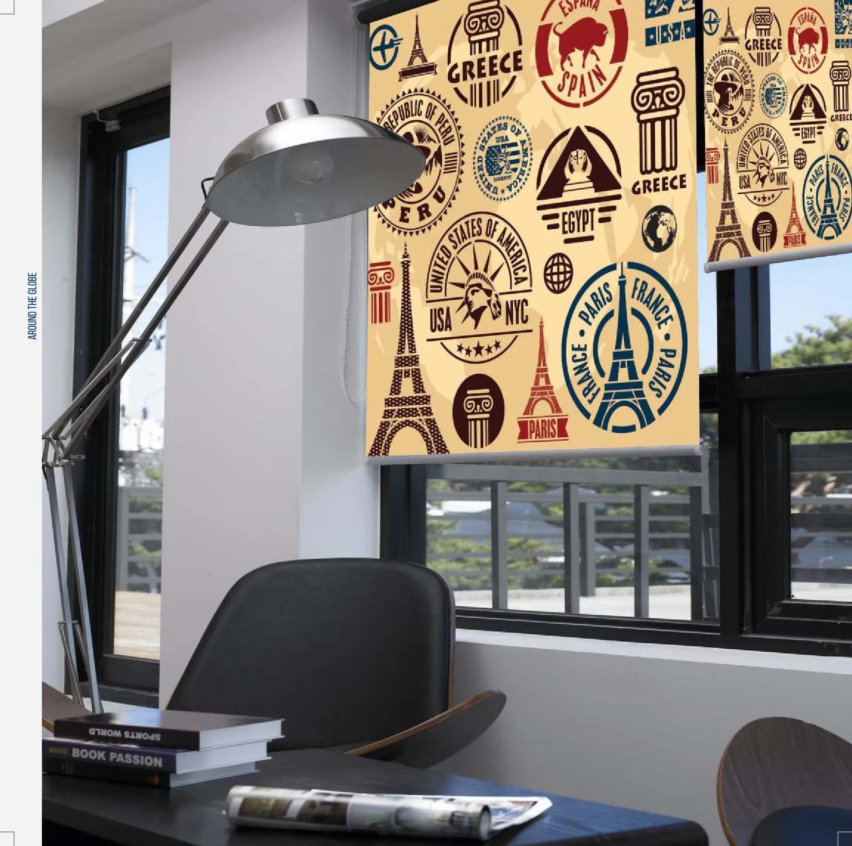AD Printed Roller Blinds – Around the Globe Design