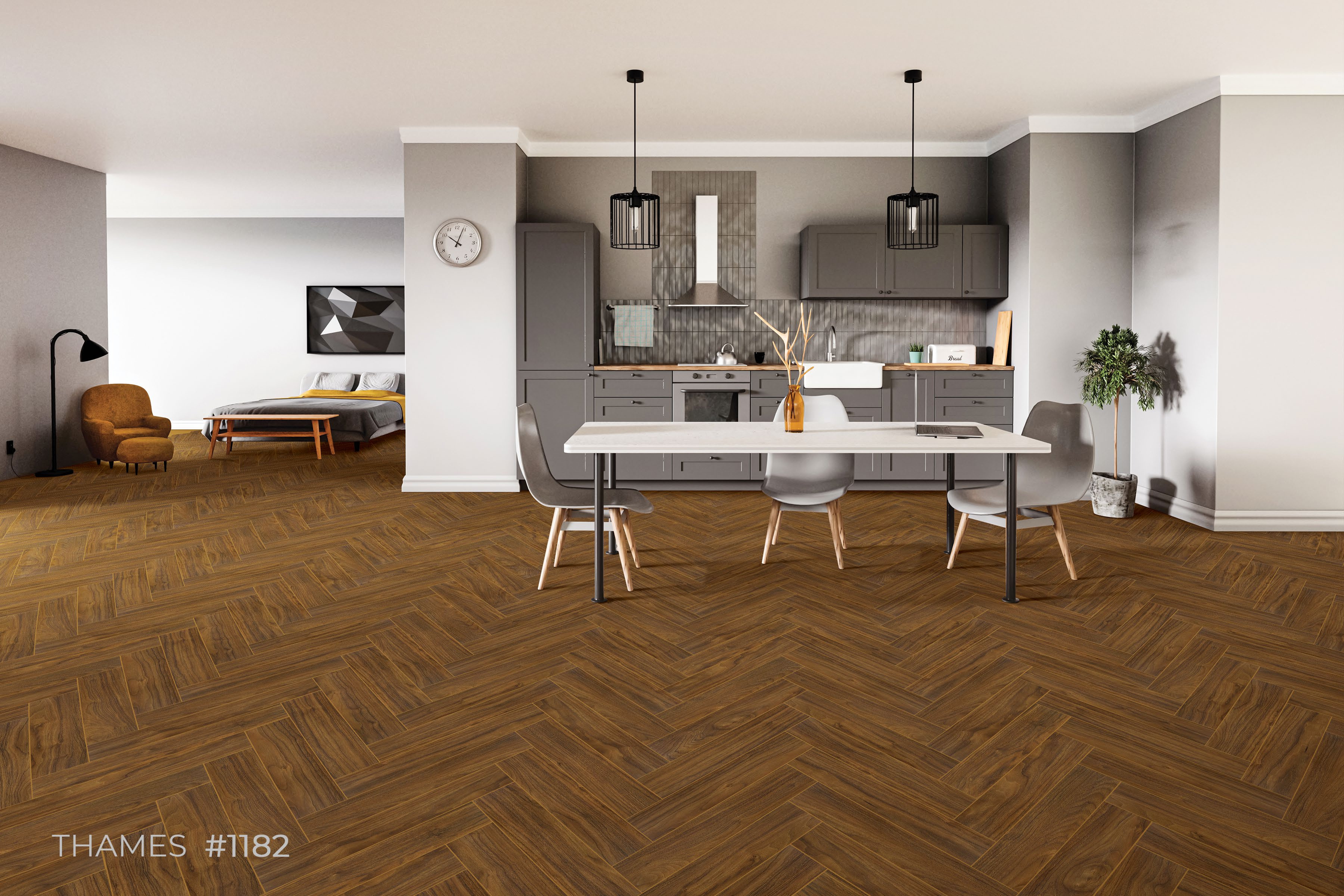 Kaara Lamiwood Herringbone 8mm Flooring - Thames