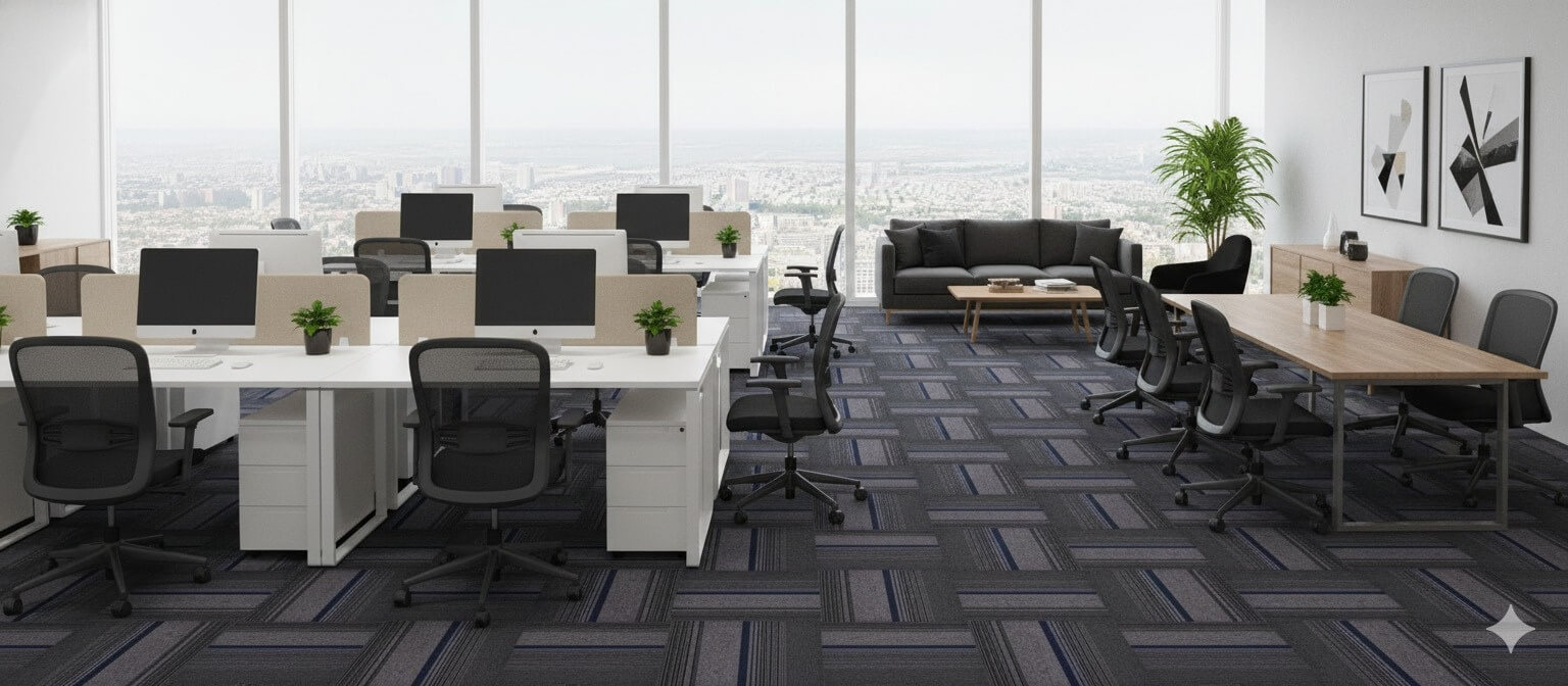 622 Grey Charcoal Chrome Carpet Tiles