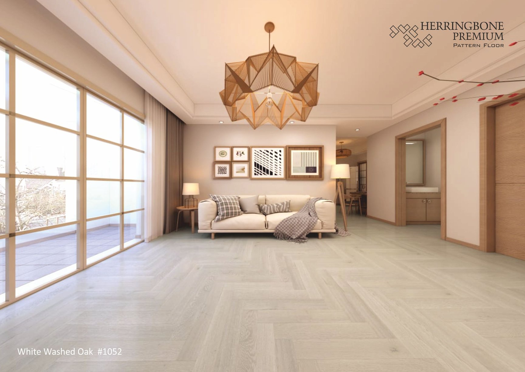 White Washed Oak Herringbone Flooring | 12mm Premium