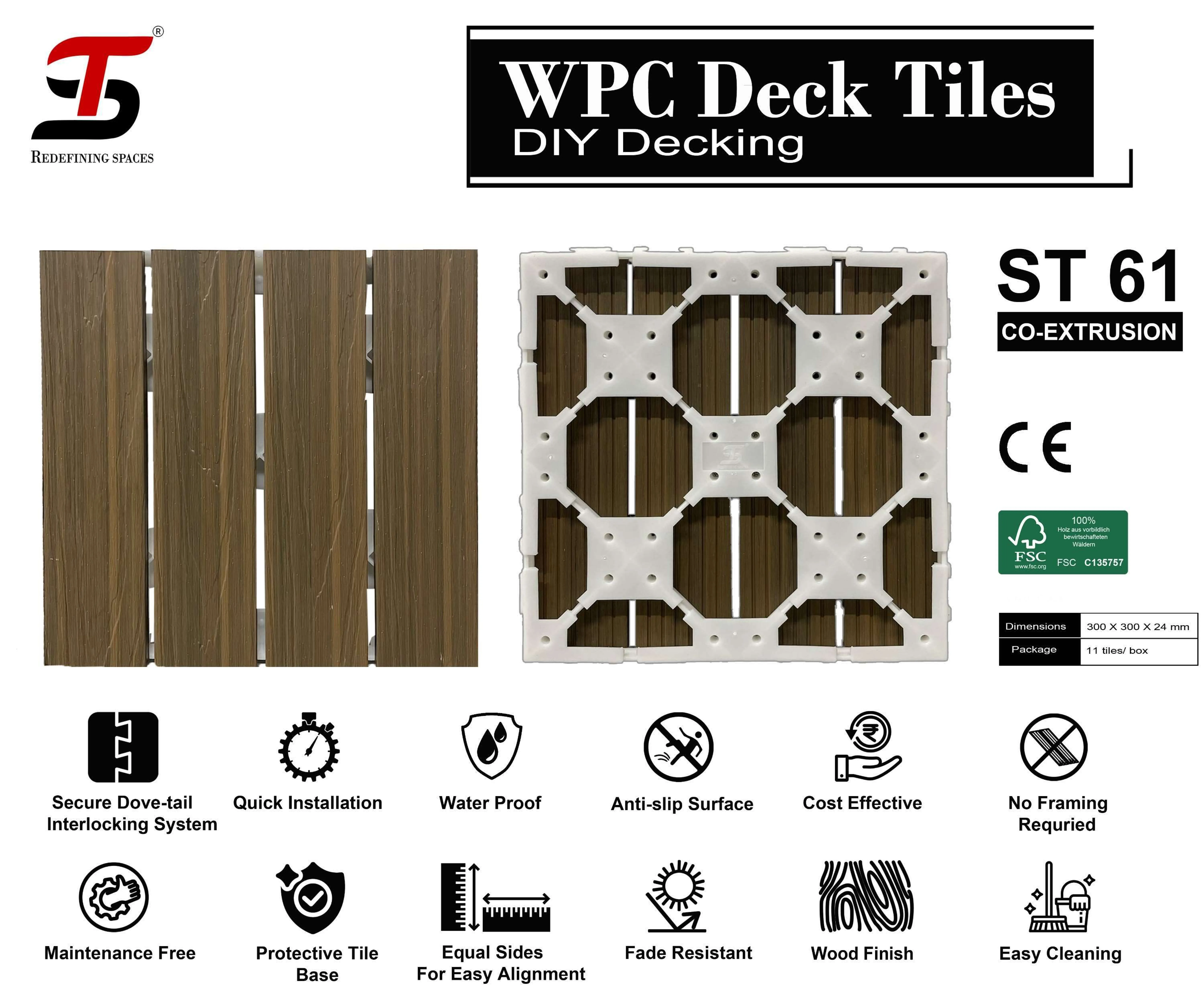 ST HOMECRAFT WPC Deck Tiles – DIY Classic ST-61
