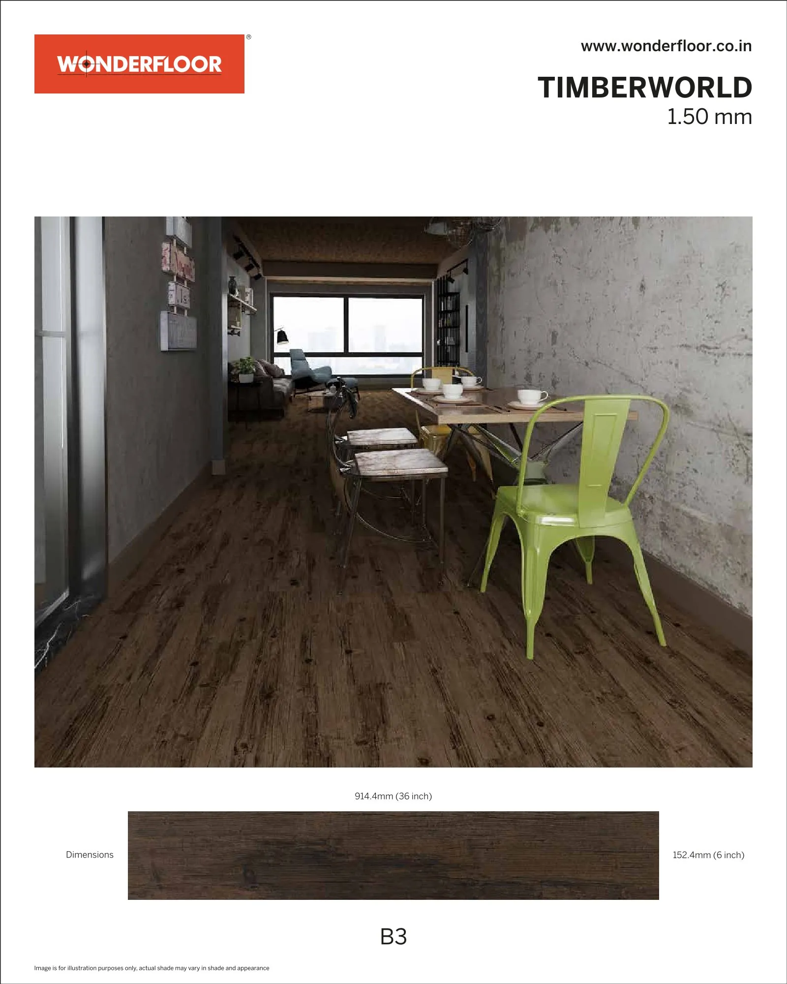 B3 -Wonderfloor Timberworld 1.50mm Vinyl Flooring