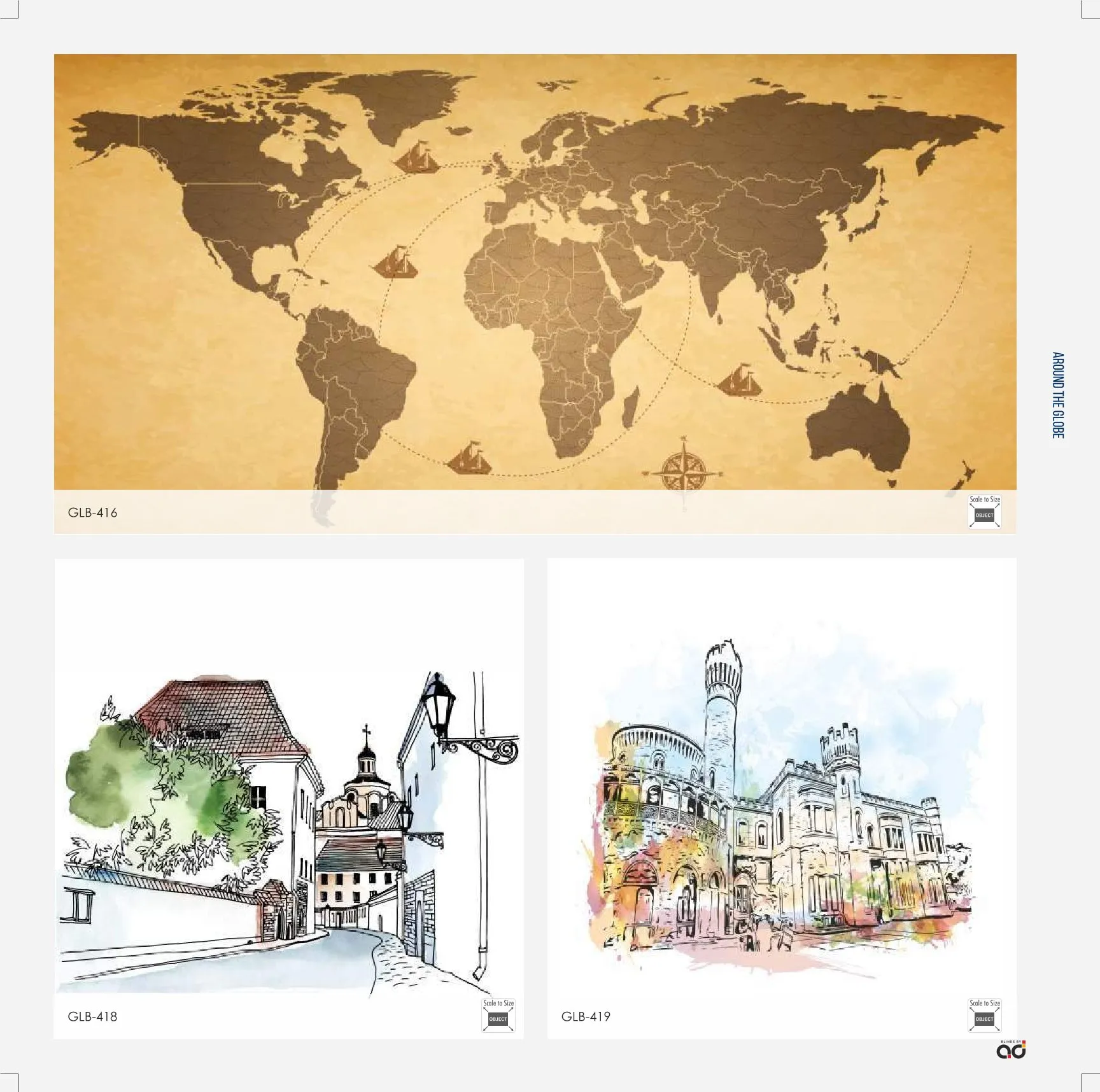 AD Printed Roller Blinds – Around the Globe Design GLB-416
