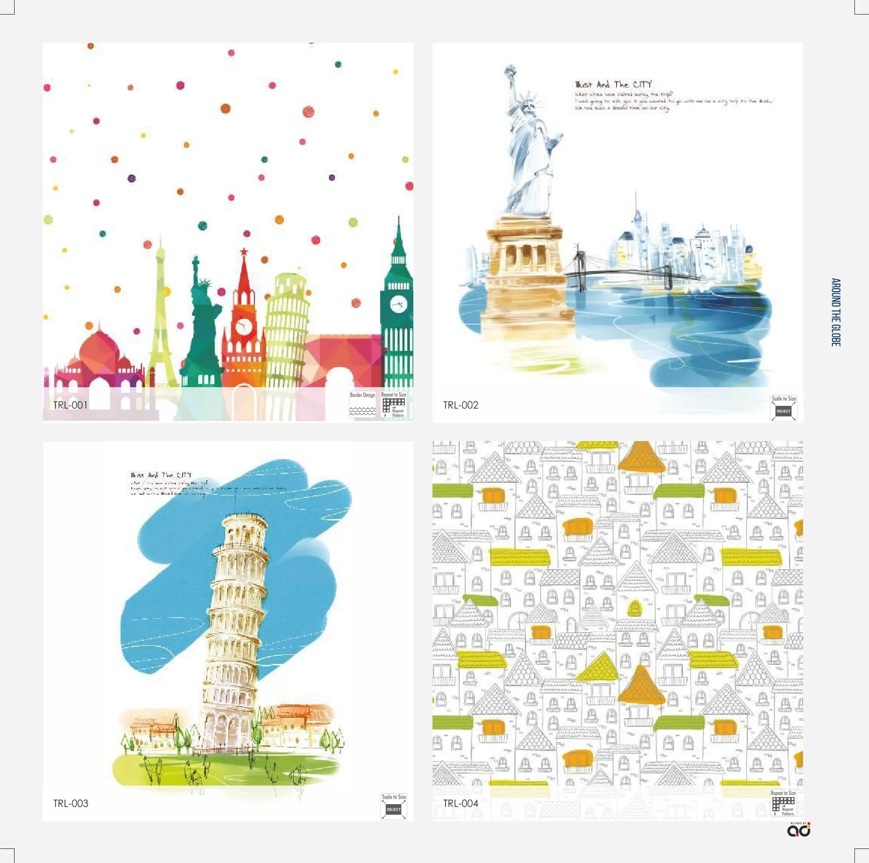 AD Printed Roller Blinds – Around the Globe Design TRL-001
