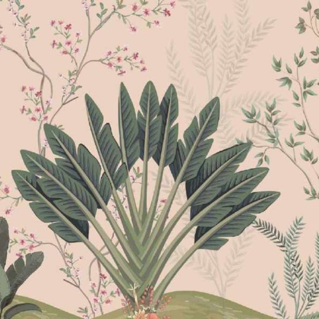 Palm Leaves Chinoiserie Wallpaper