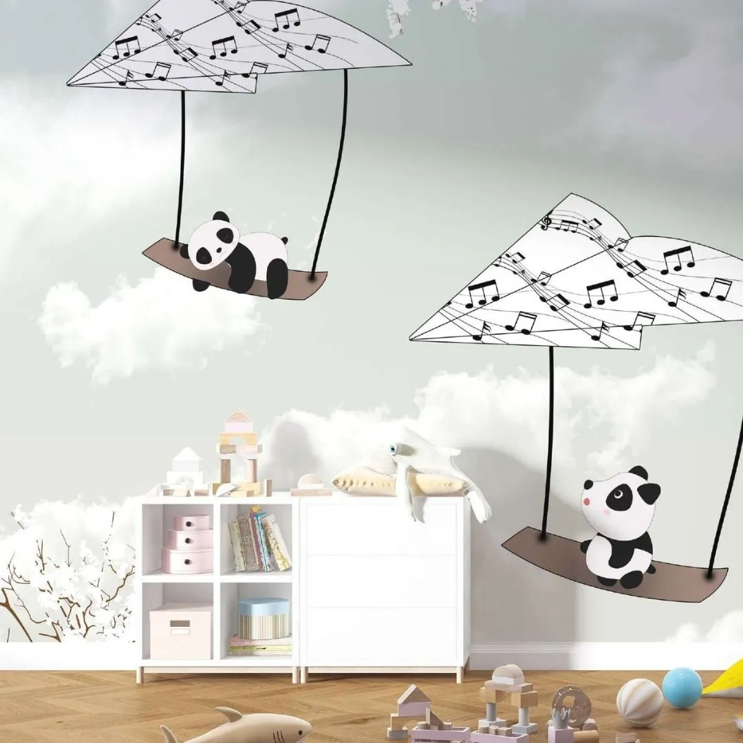 Kids Wallpaper Collection |  Panda In The Air