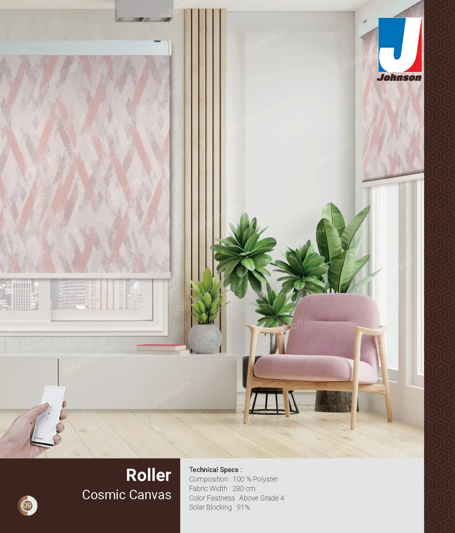 Johnson COSMIC CANVAS Roller Blind – Light Filtering