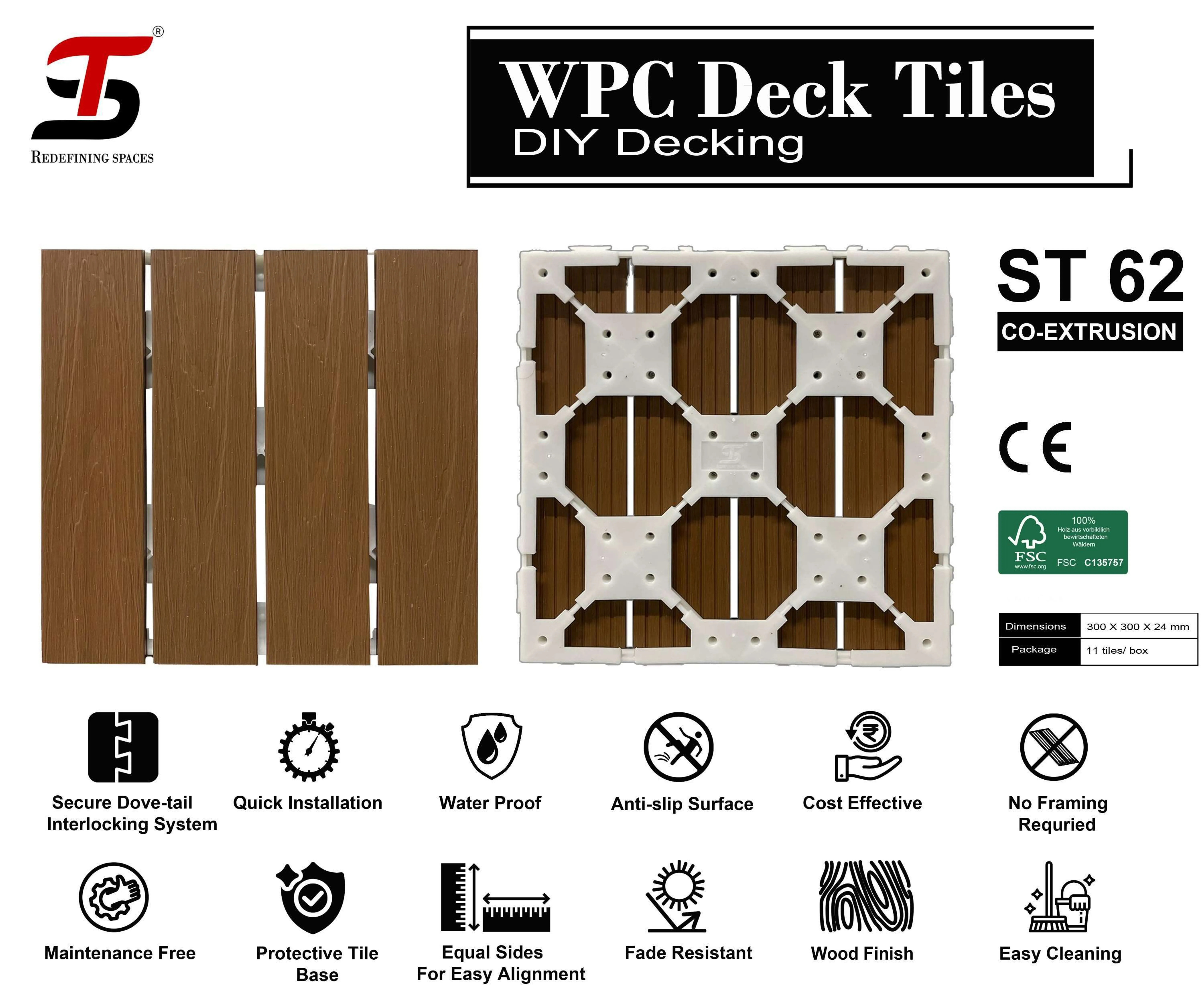 ST HOMECRAFT WPC Deck Tiles – DIY Classic ST-62
