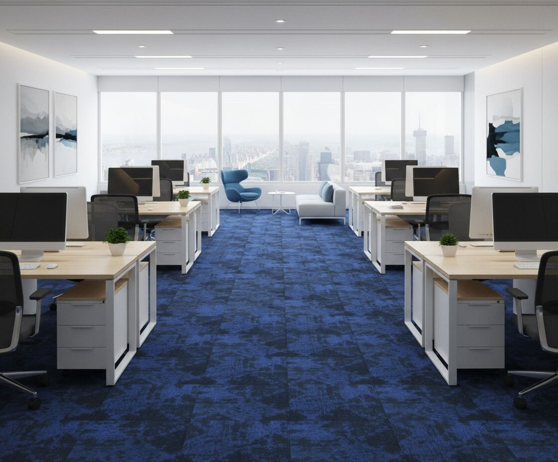 7623 Midnight Blue Coral Sea Nylon Carpet Tiles