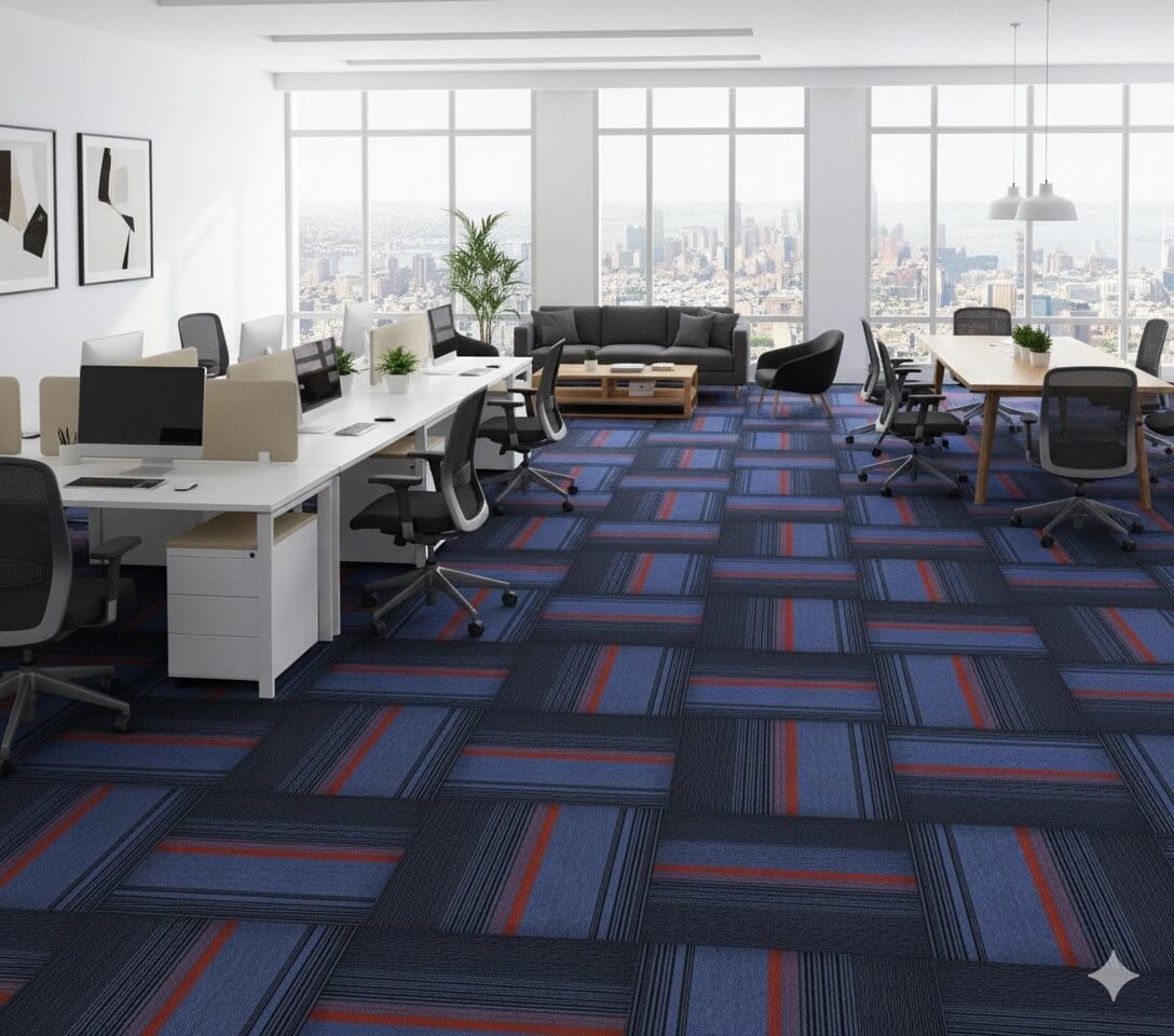 623 Blue Charcoal Chrome Carpet Tiles