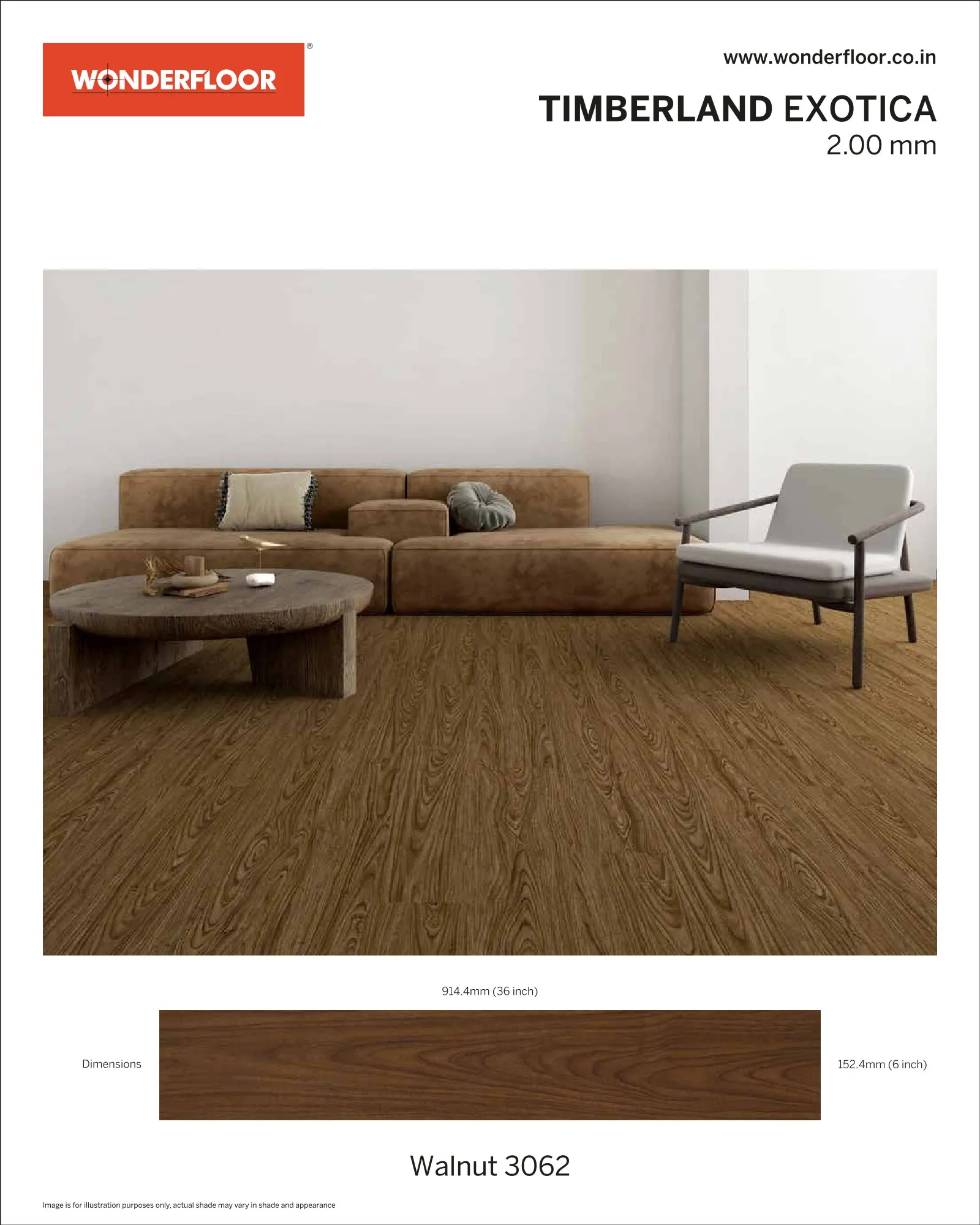 Walnut 3062 -Wonderfloor Room View Exotica 2.00mm Vinyl Flooring