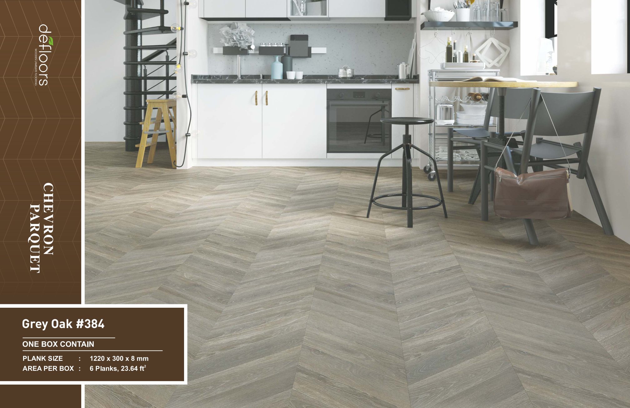 Defloors Chevron grey oak #384 – 8MM