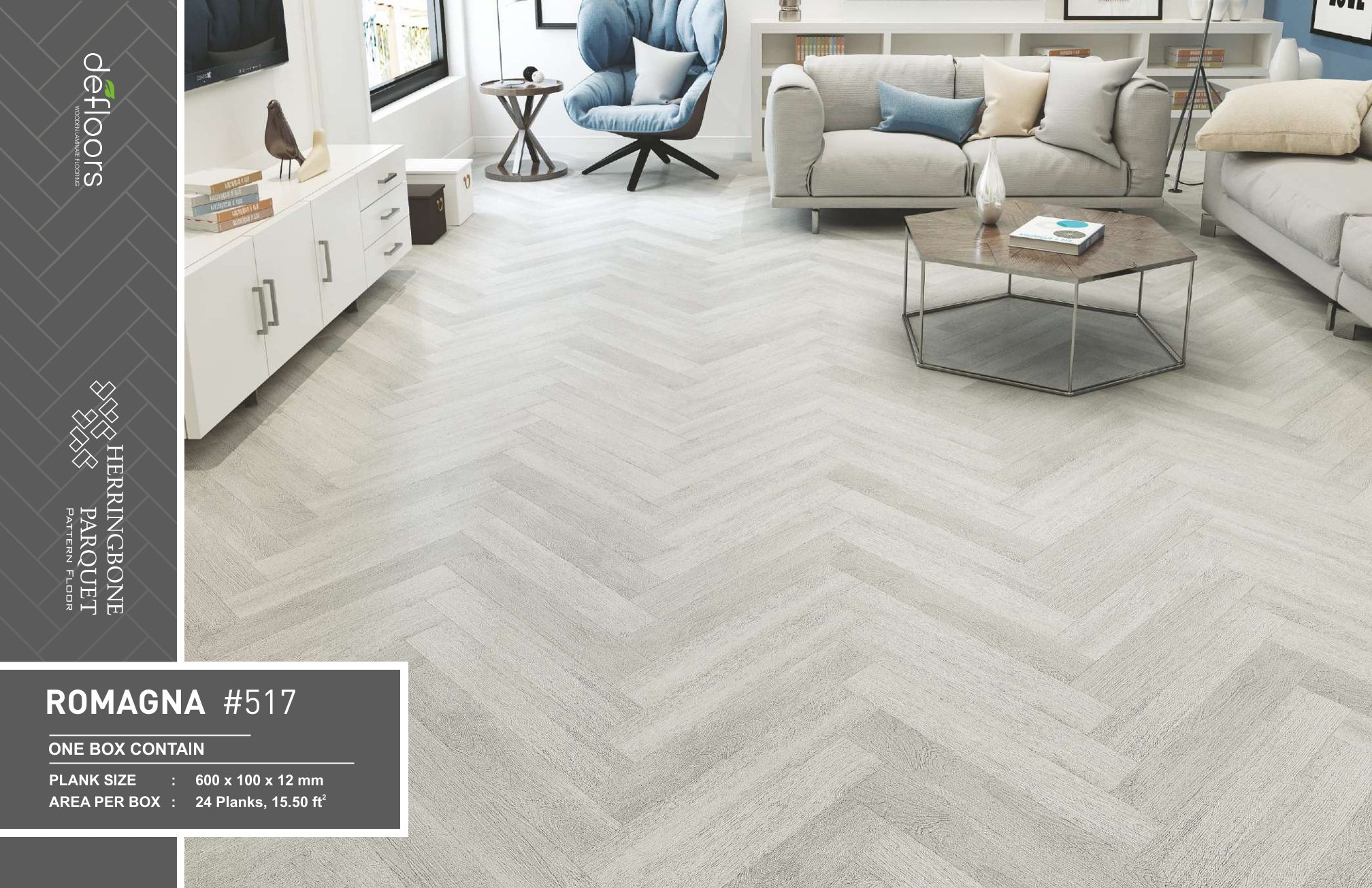 Defloors Romagna #517 Herringbone Parquet - 12mm