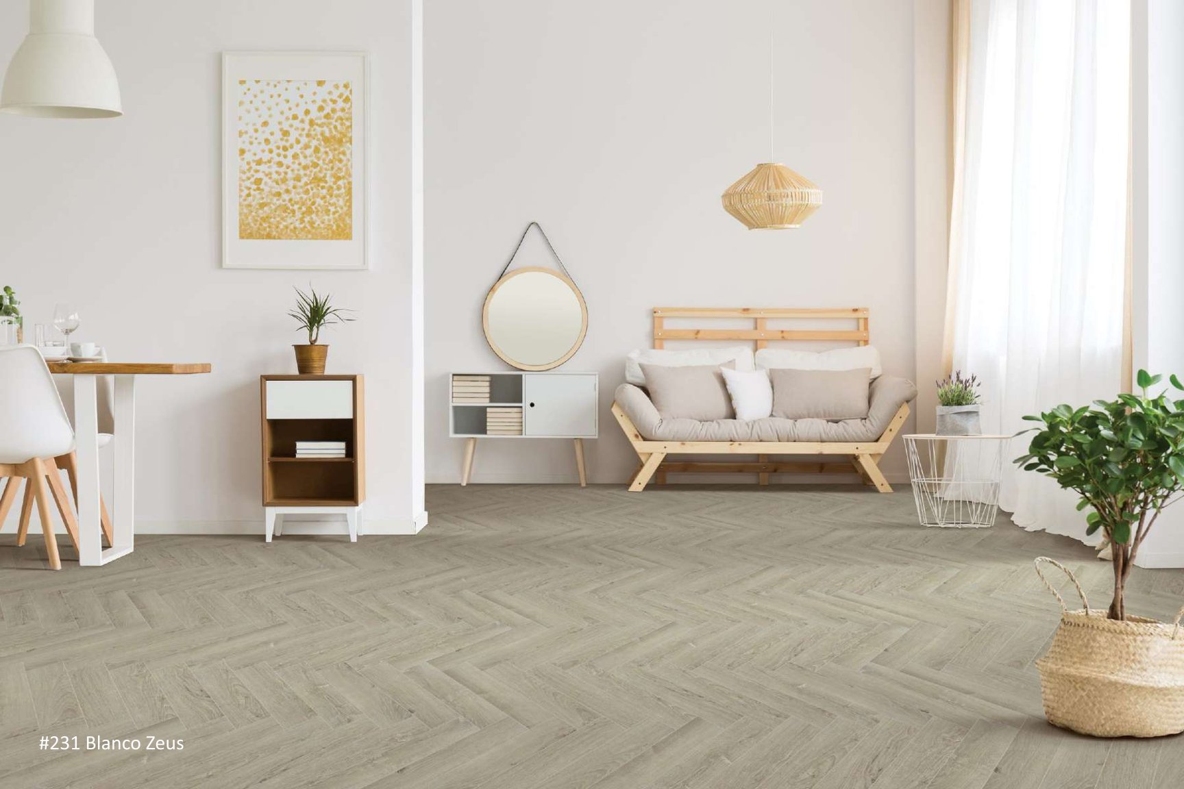 Kaara Herringbone Laminate Flooring – 12mm #231- Blanco Zeus  oak