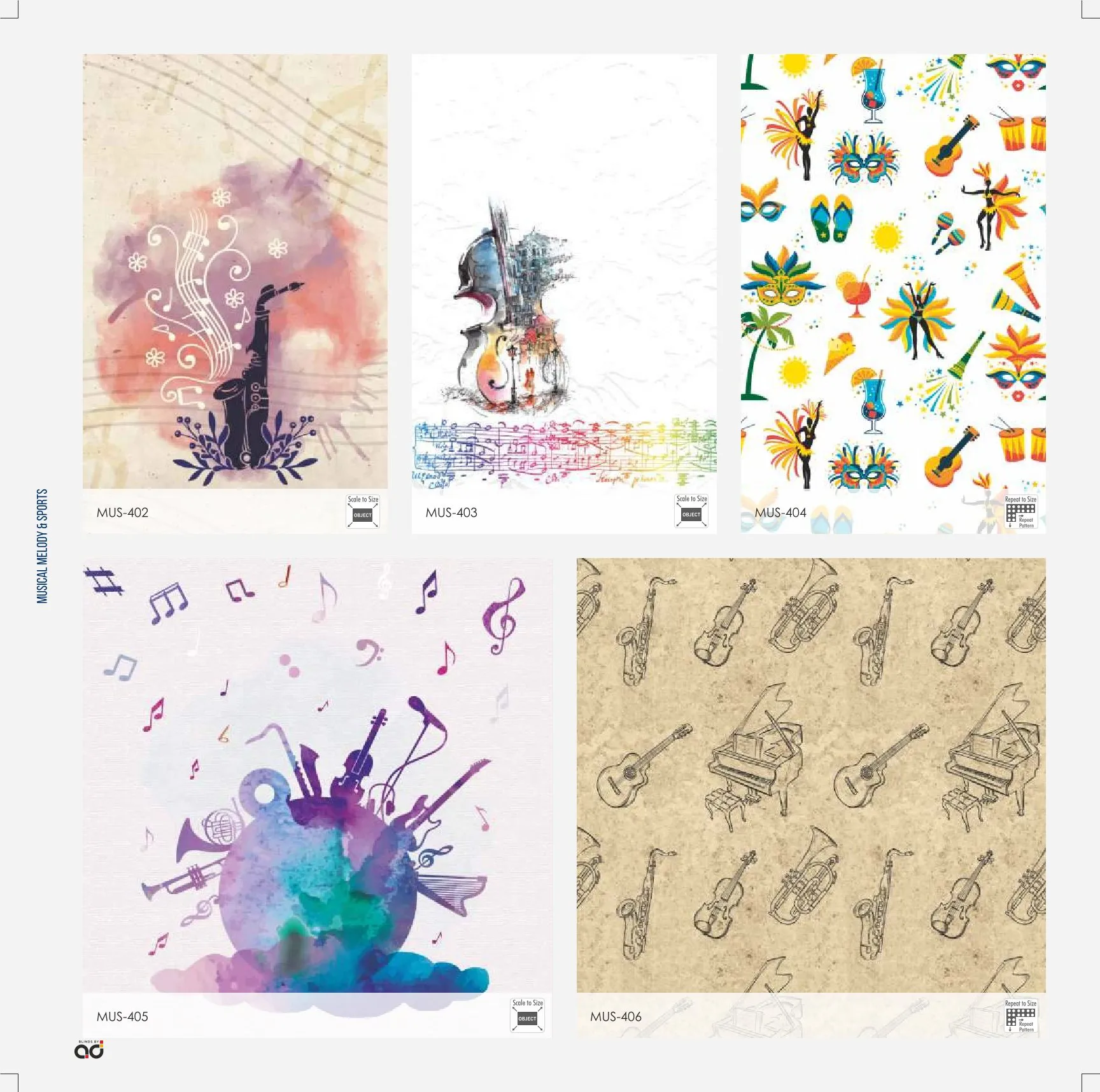 AD Printed Roller Blinds – Musical Melody & Sports MUS-402