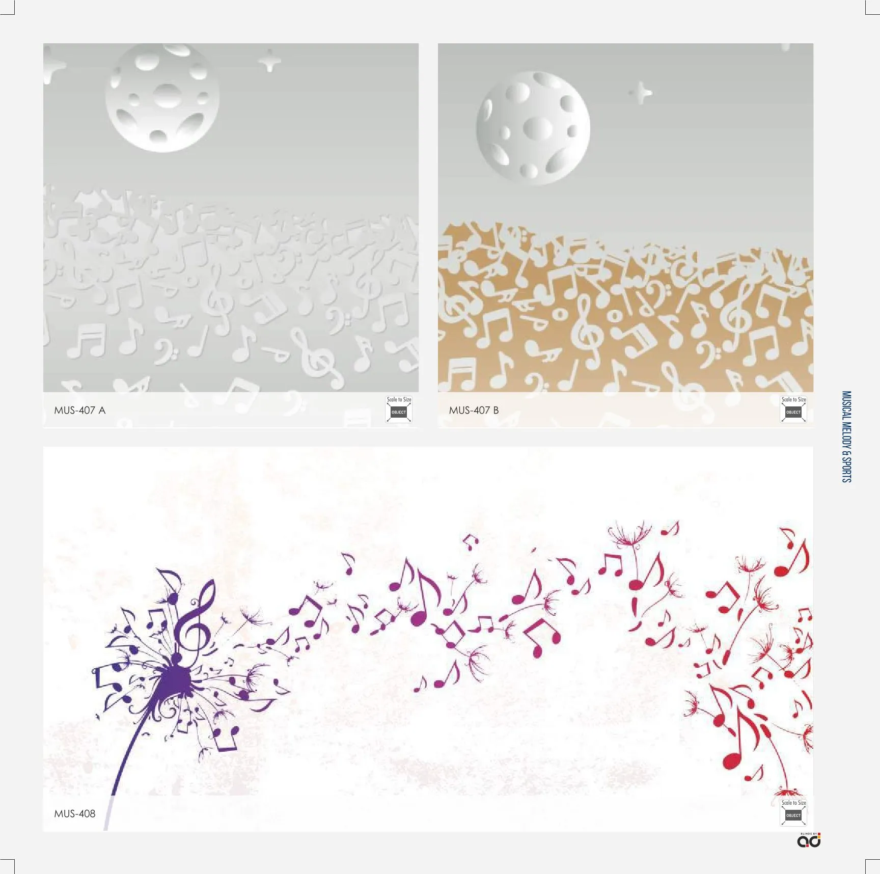 AD Printed Roller Blinds – Musical Melody & Sports MUS-407 A
