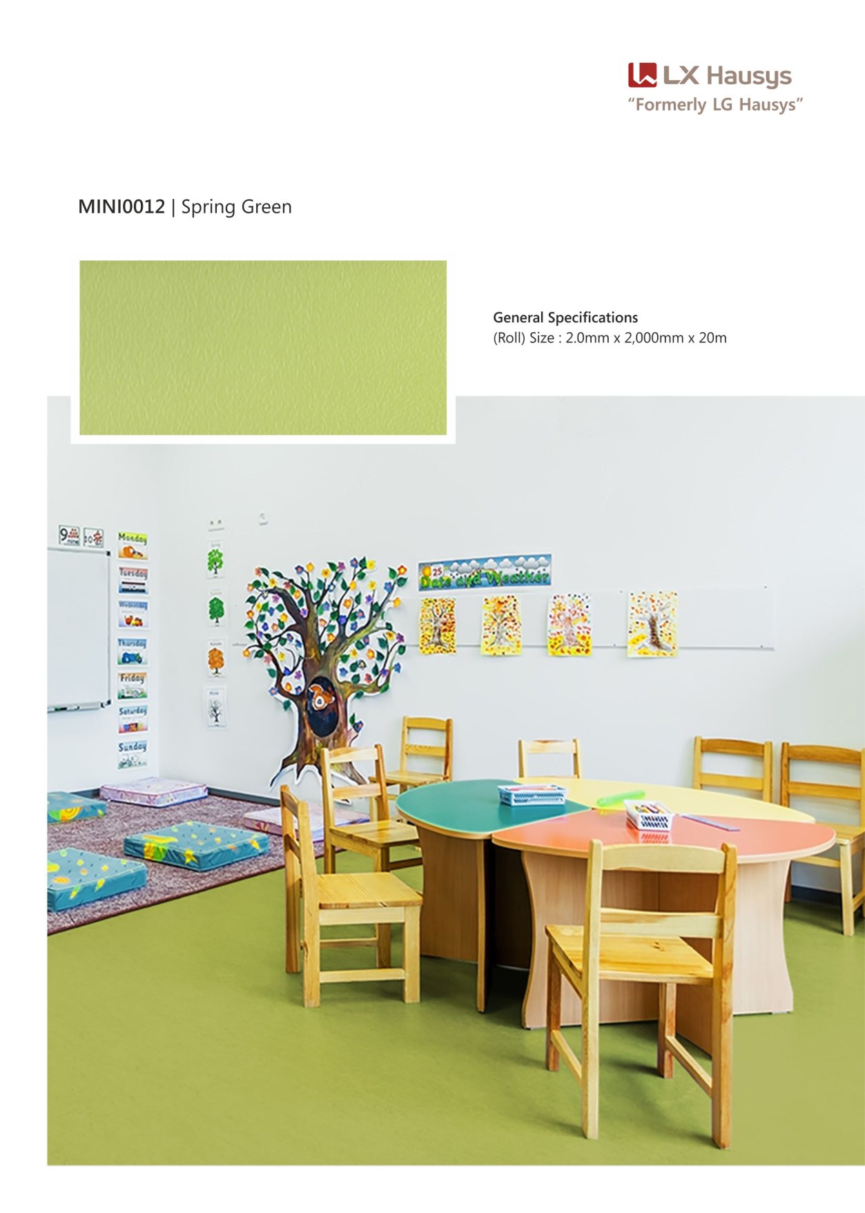 Mini0012-spring green-LG Hausys Mini 2.0mm – Durable Flooring Solution