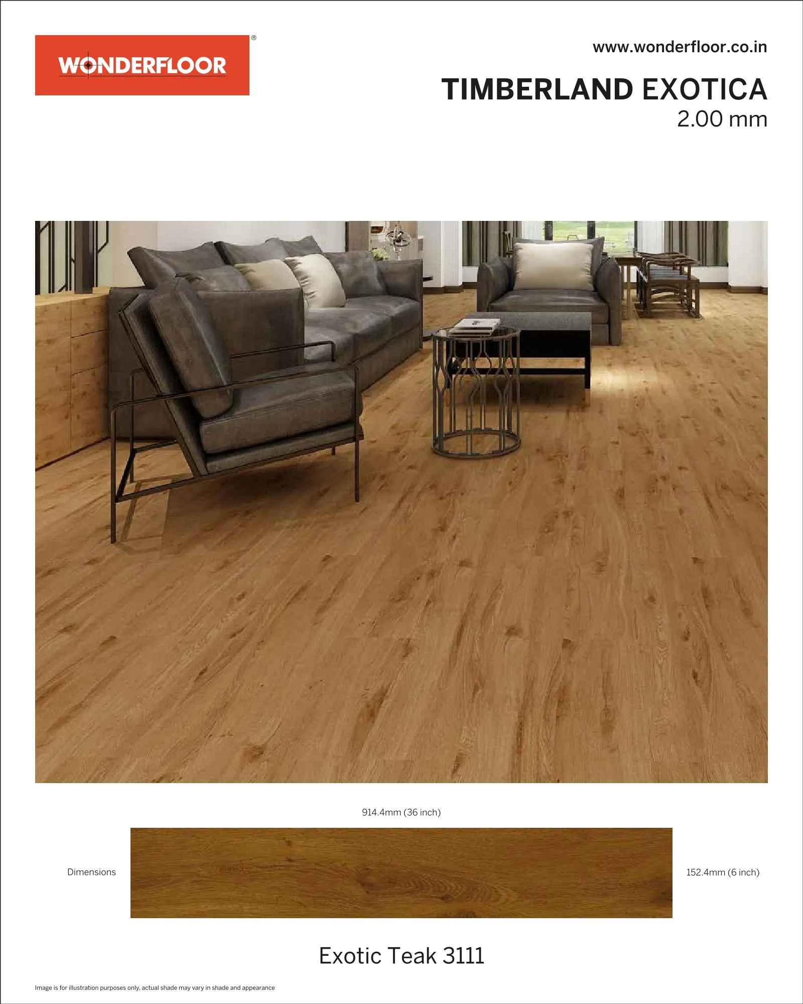 Exotic Teak 3111 -Wonderfloor Room View Exotica 2.00mm Vinyl Flooring