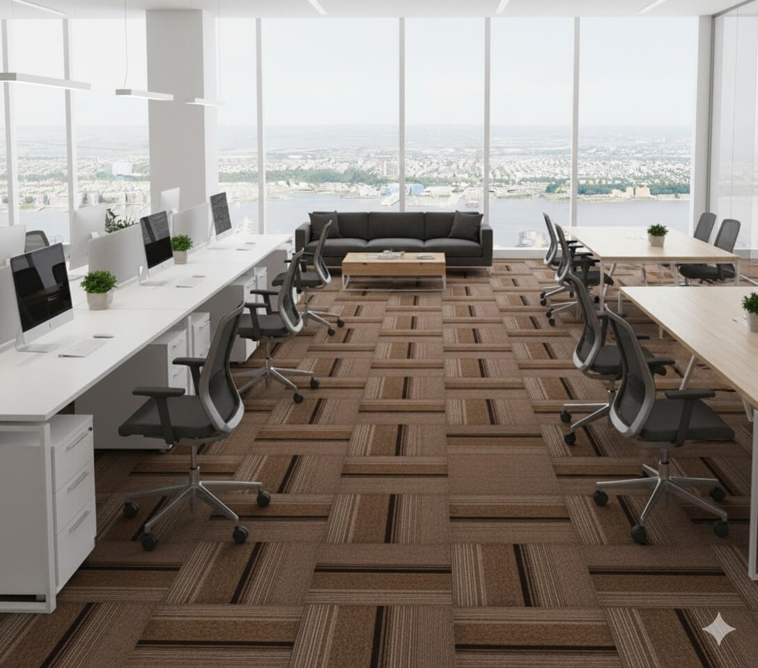 624 Brown Charcoal Chrome Carpet Tiles