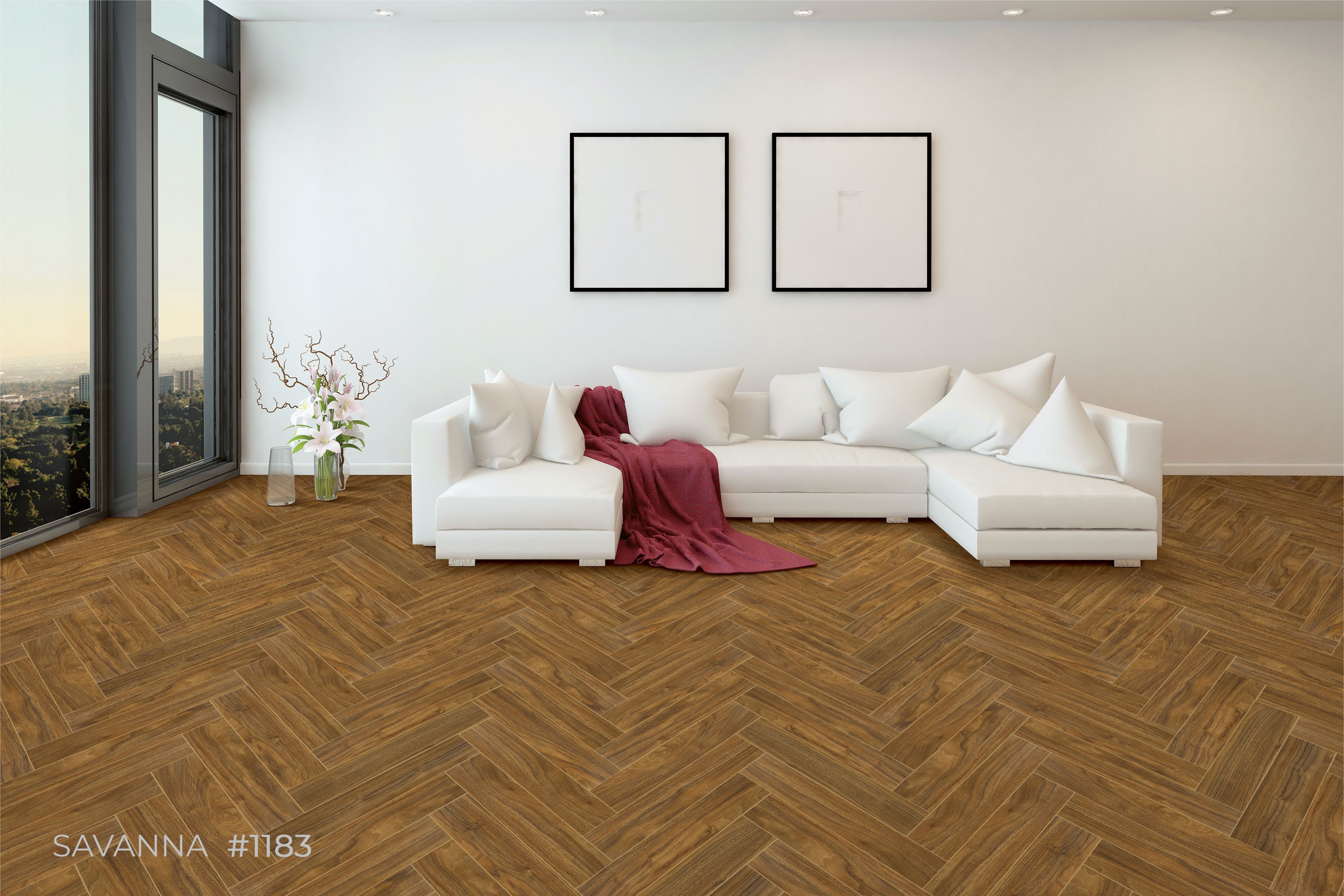 Kaara Lamiwood Herringbone 8mm Flooring - Savanna #1183