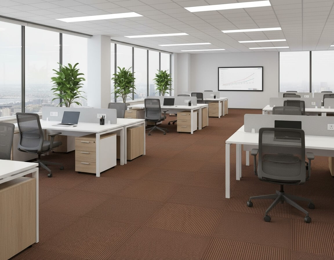 706 Brown Straight Line Carpet Tiles