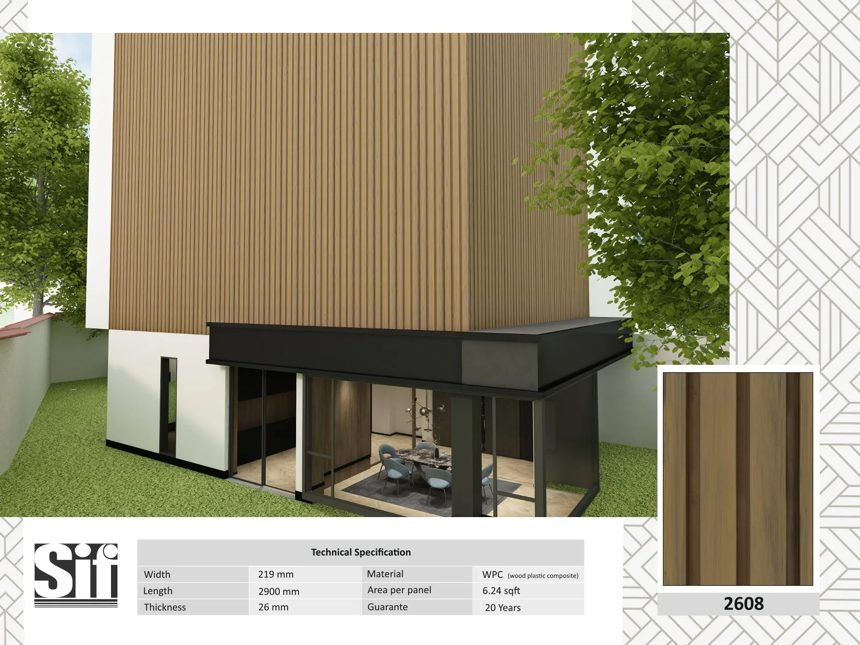 2608 WPC Wall Cladding  – 26mm Thickness