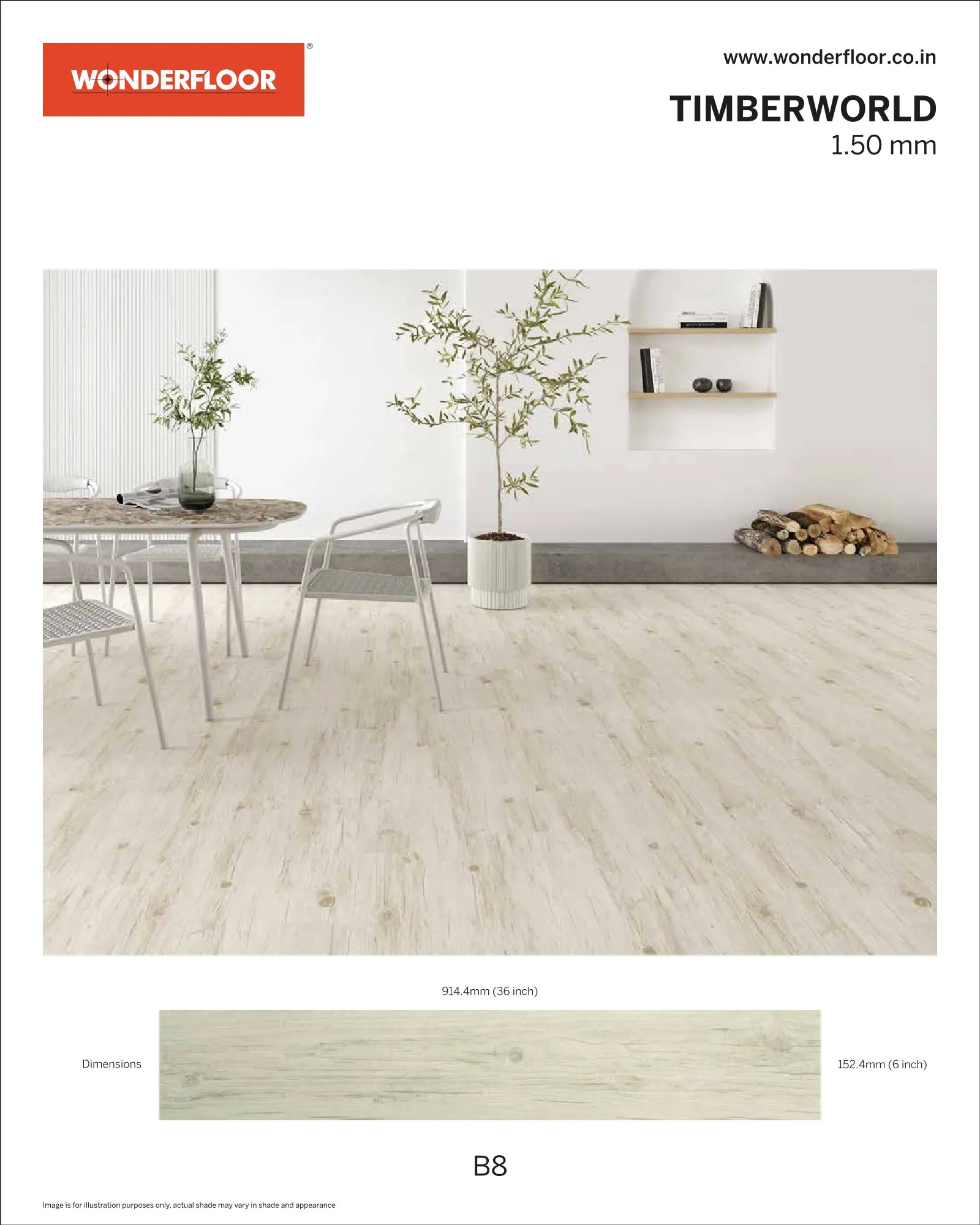 B8 -Wonderfloor Timberworld 1.50mm Vinyl Flooring
