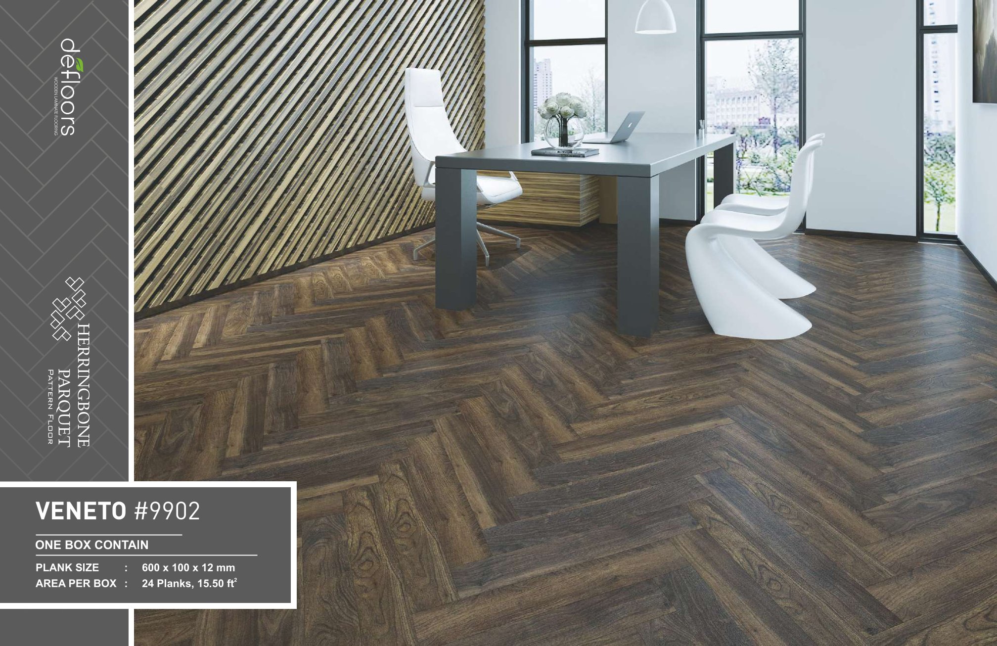 Defloors veneto #9902 Herringbone Parquet - 12mm