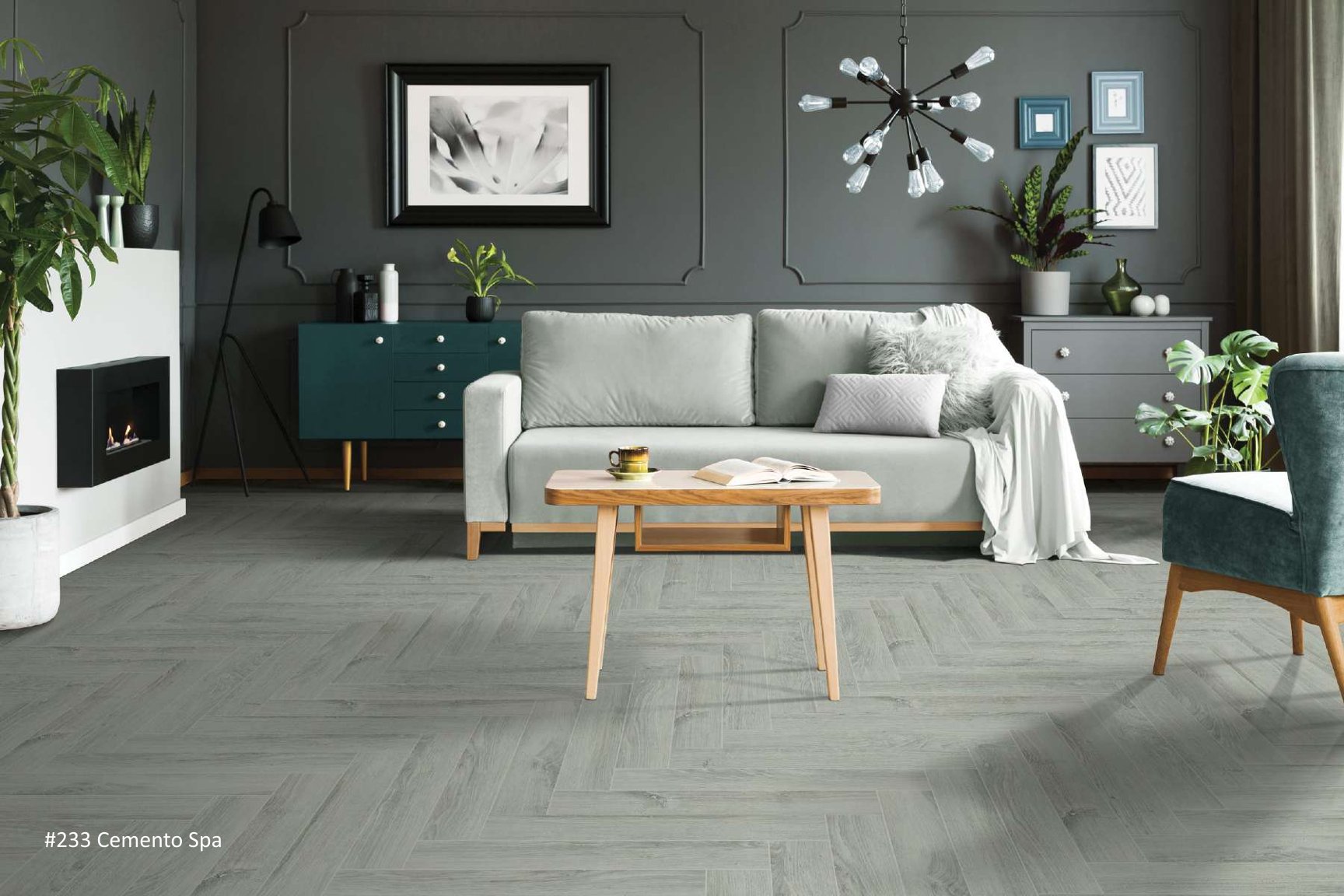 Kaara Herringbone 3.0 Laminate Flooring – 12mm #233- Cemento spa