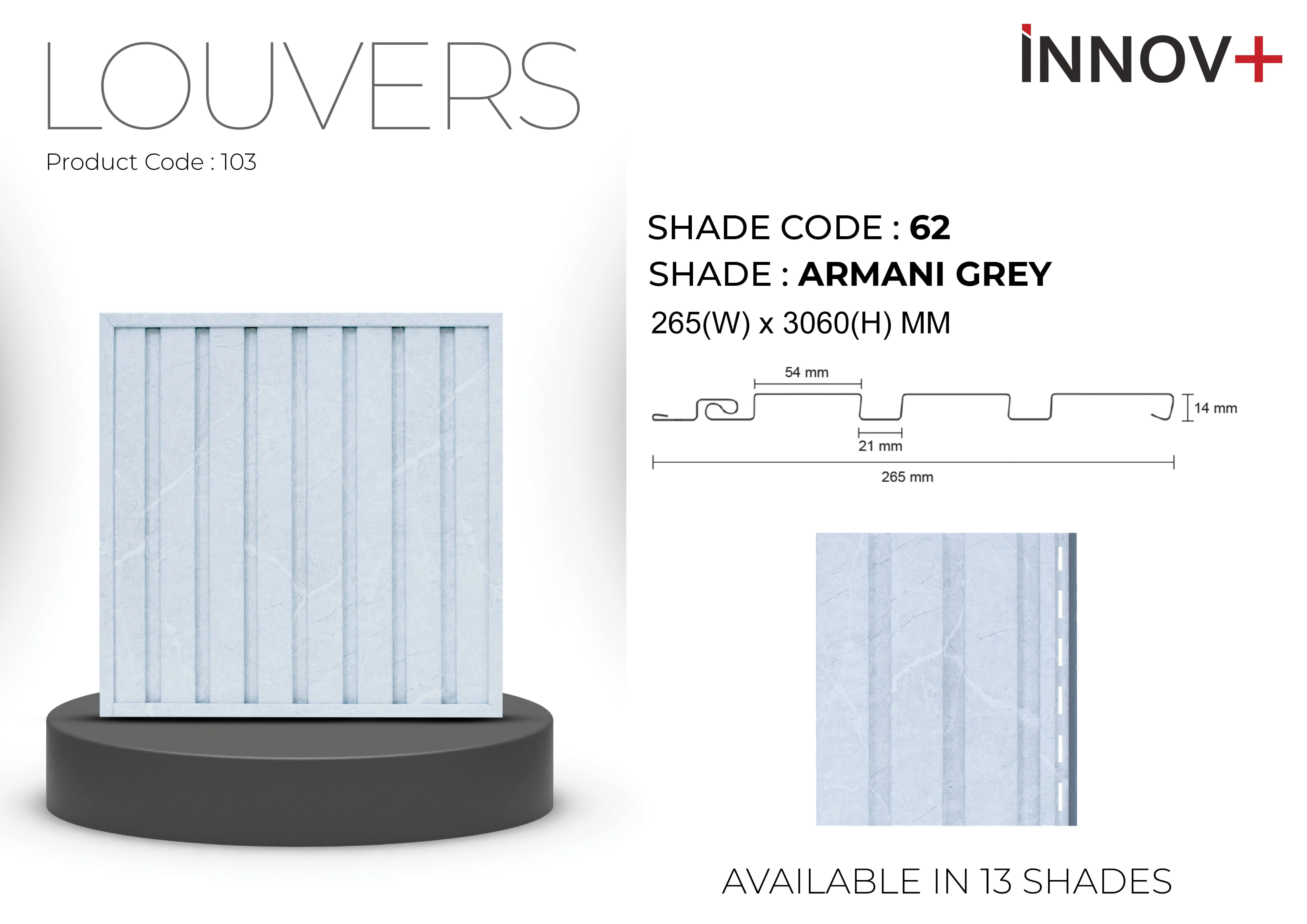 Pare INNOV+ Louvers Ceiling Panel – 62- ARMANI GREY